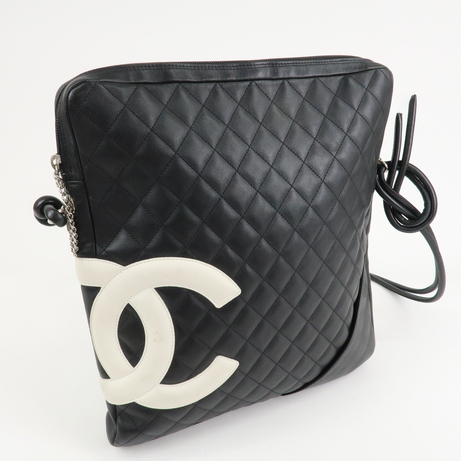 CHANEL Cambon Line COCO Mark Lamb Skin Large Shoulder Bag A25179