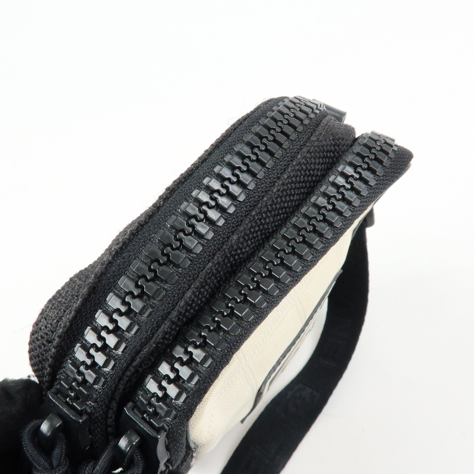CHANEL New Travel Line Nylon Jacquard Shoulder Bag Beige Black