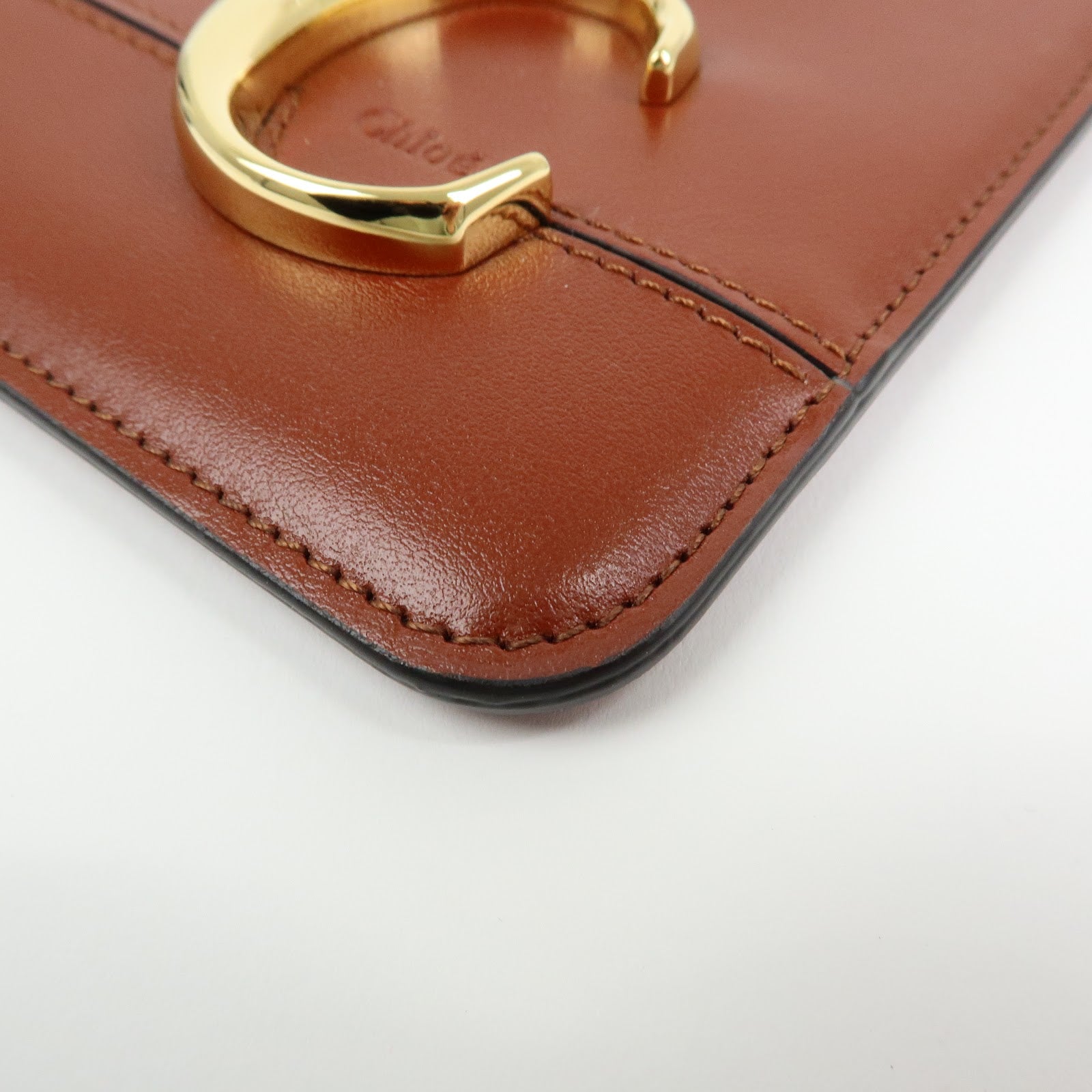 Chloe Chloe C Leather Pouch Fragment Case Passport Case Brown