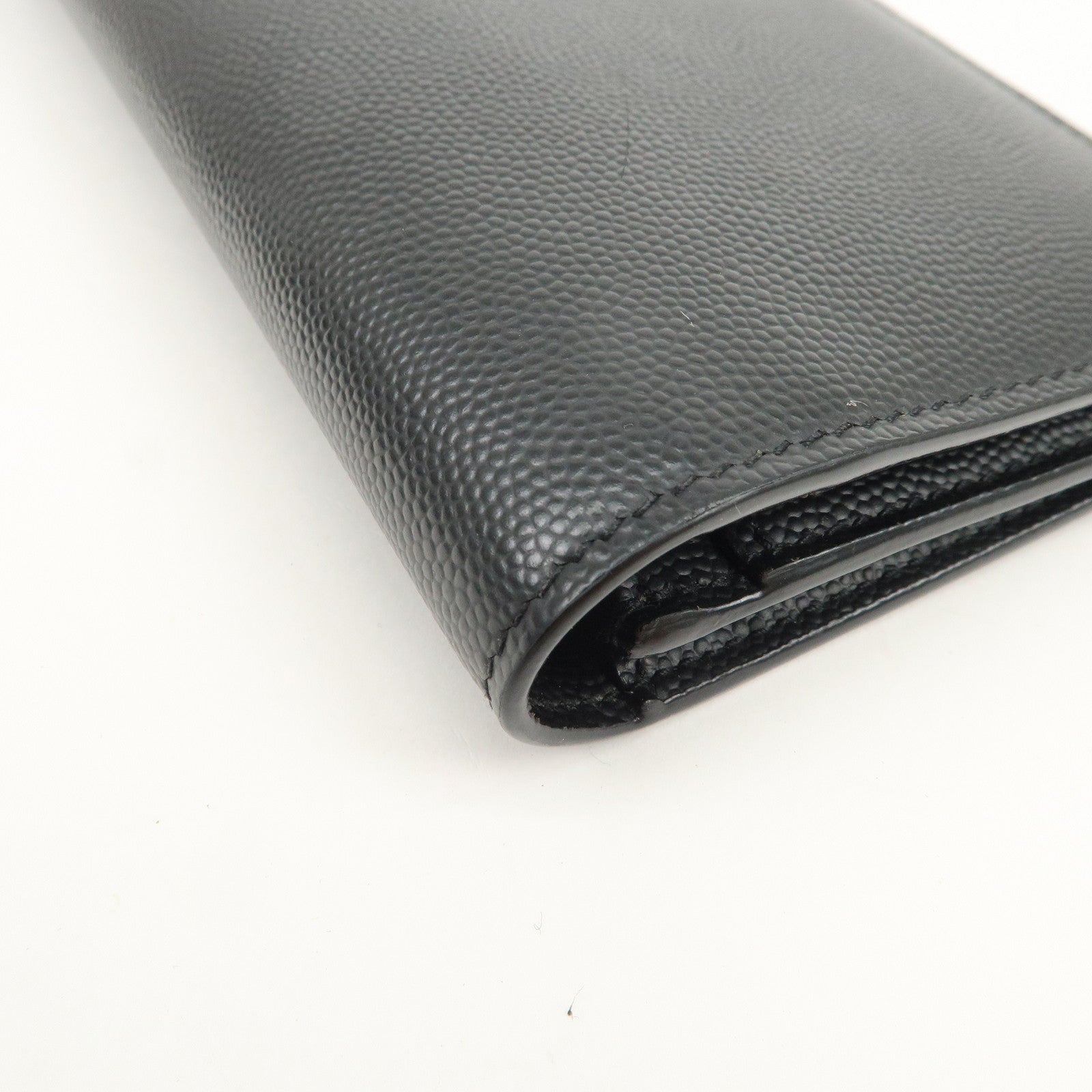 SAINT LAURENT PARIS Leather Bi-fold Long Wallet Black 396308