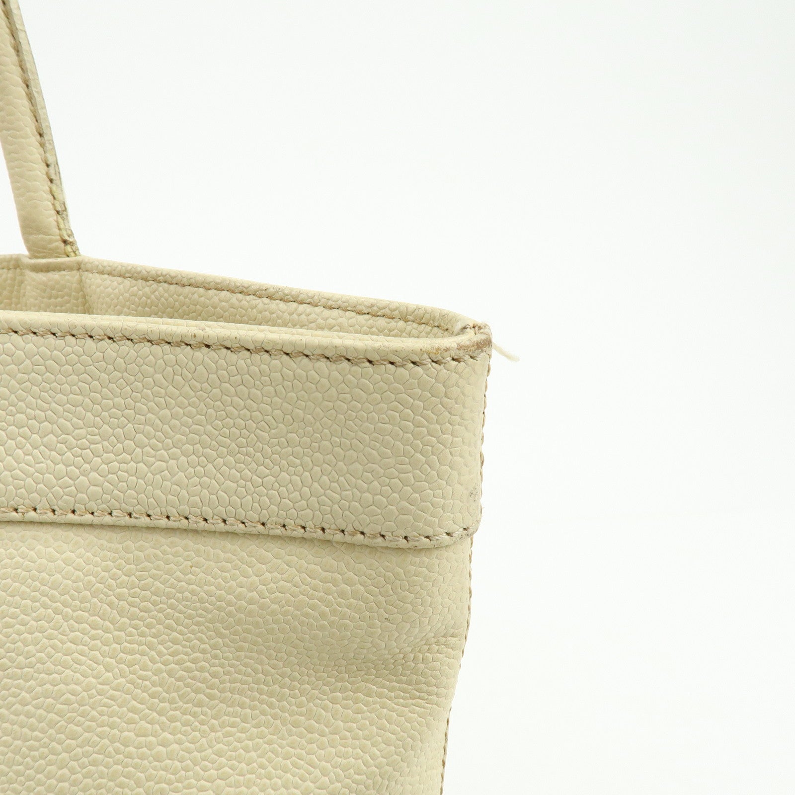 CHANEL COCO Mark Caviarskin Tote Bag Shoulder Bag Hand Bag Ivory