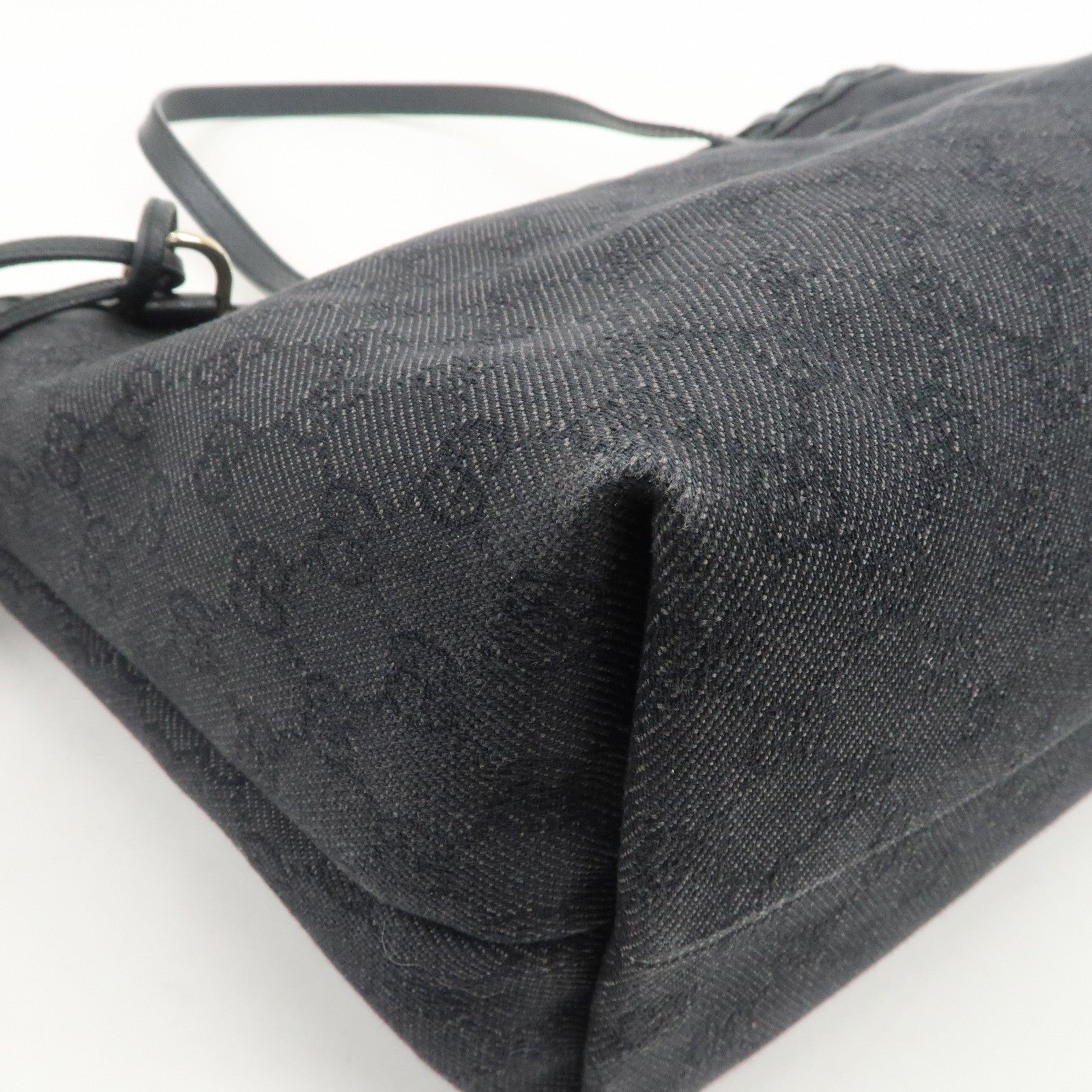 GUCCI Bamboo GG Canvas Leather Tote Bag Tassel Black 354665