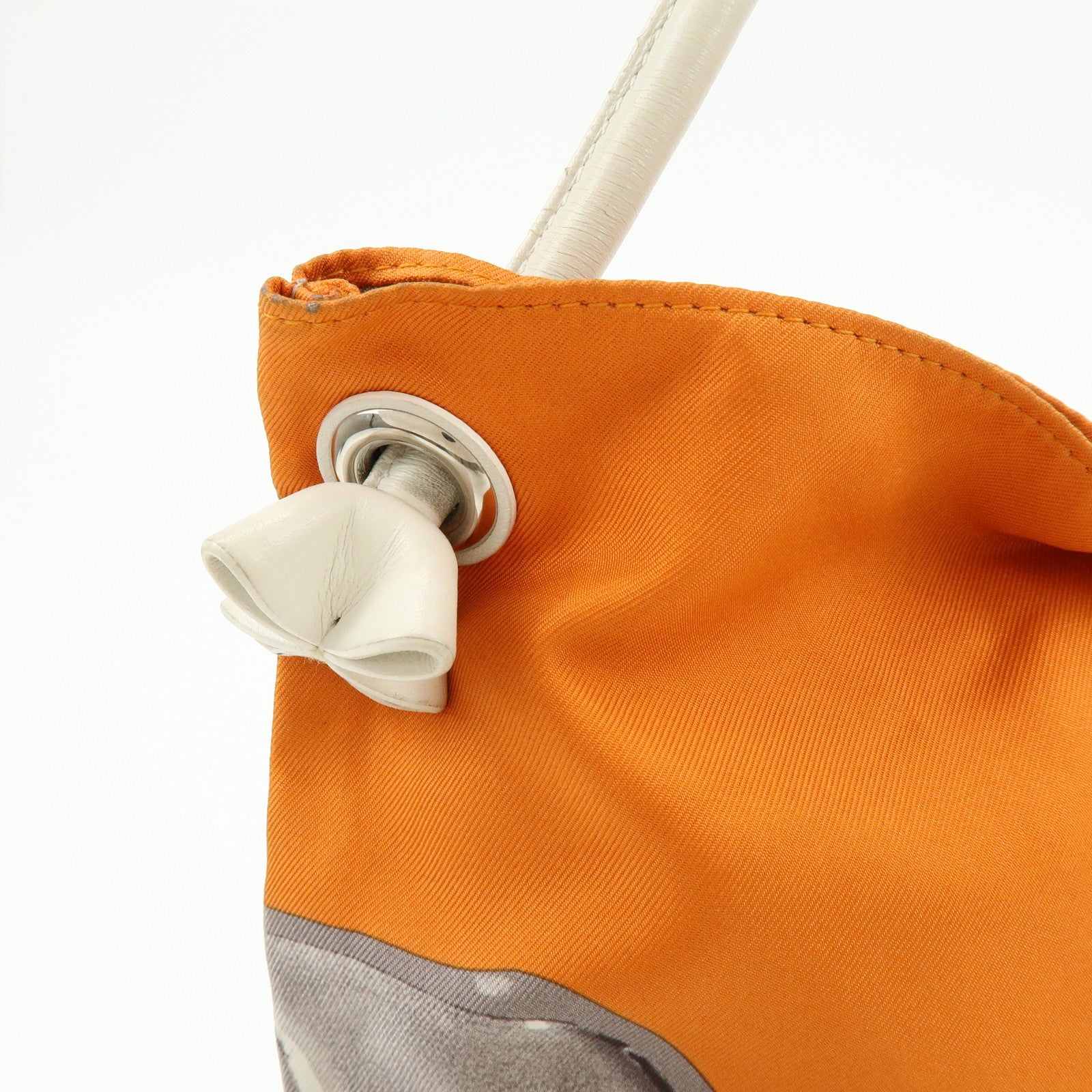 HERMS Silk Leather Silky City PM □O Stamped Shoulder Bag Orange