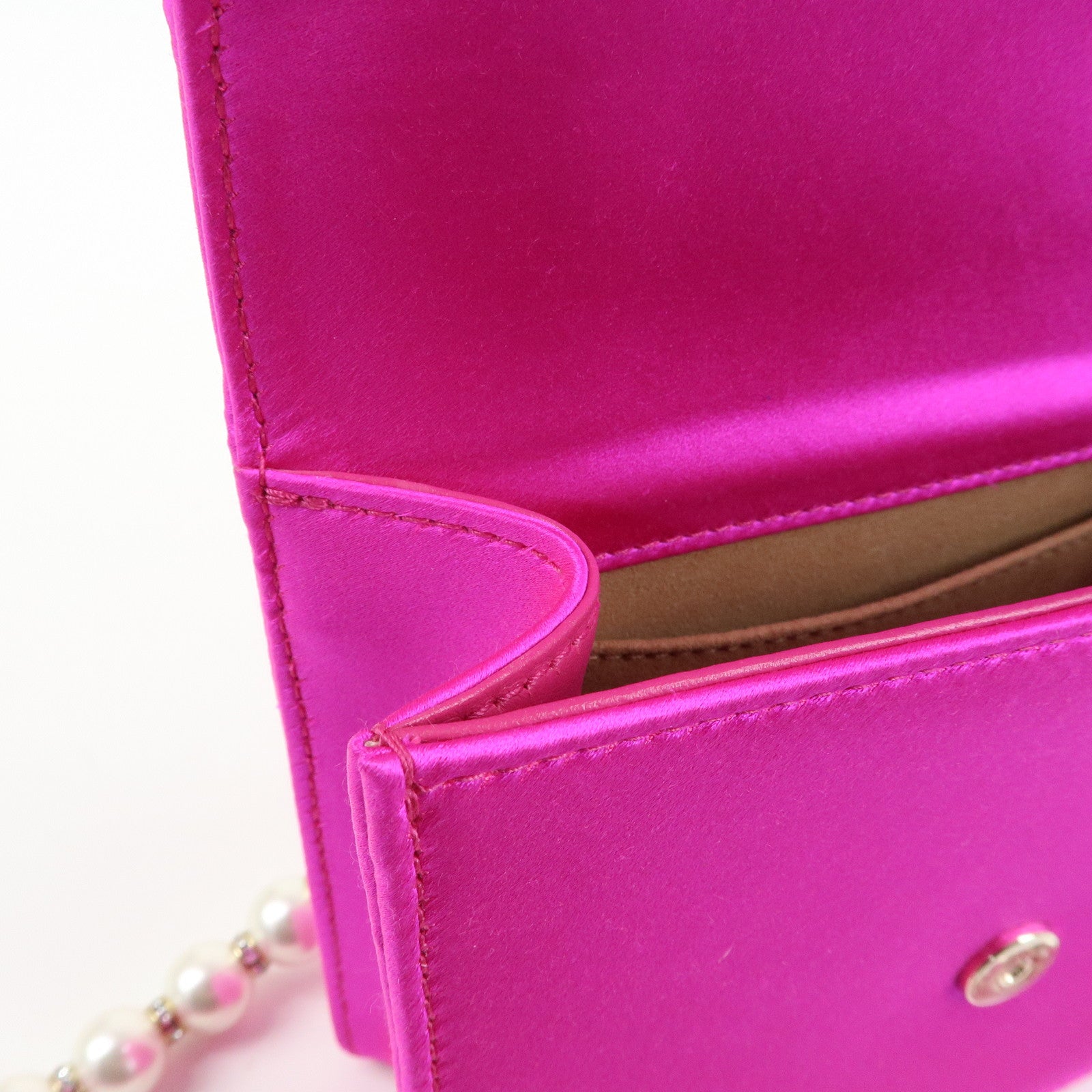 JIMMY CHOO Varenne Avenue Quad Satin Pearl Beads Shoulder Bag Pink