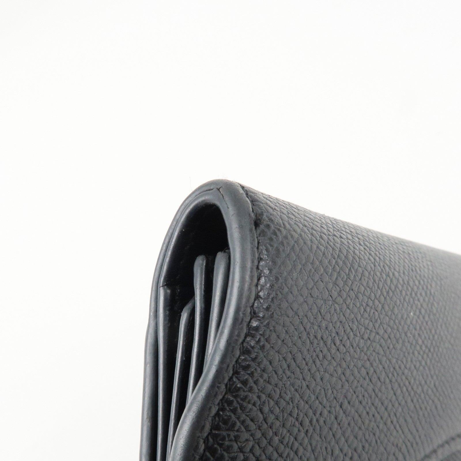 Christian Dior Saddle Leather Compact Wallet Black Gold Hardware Used