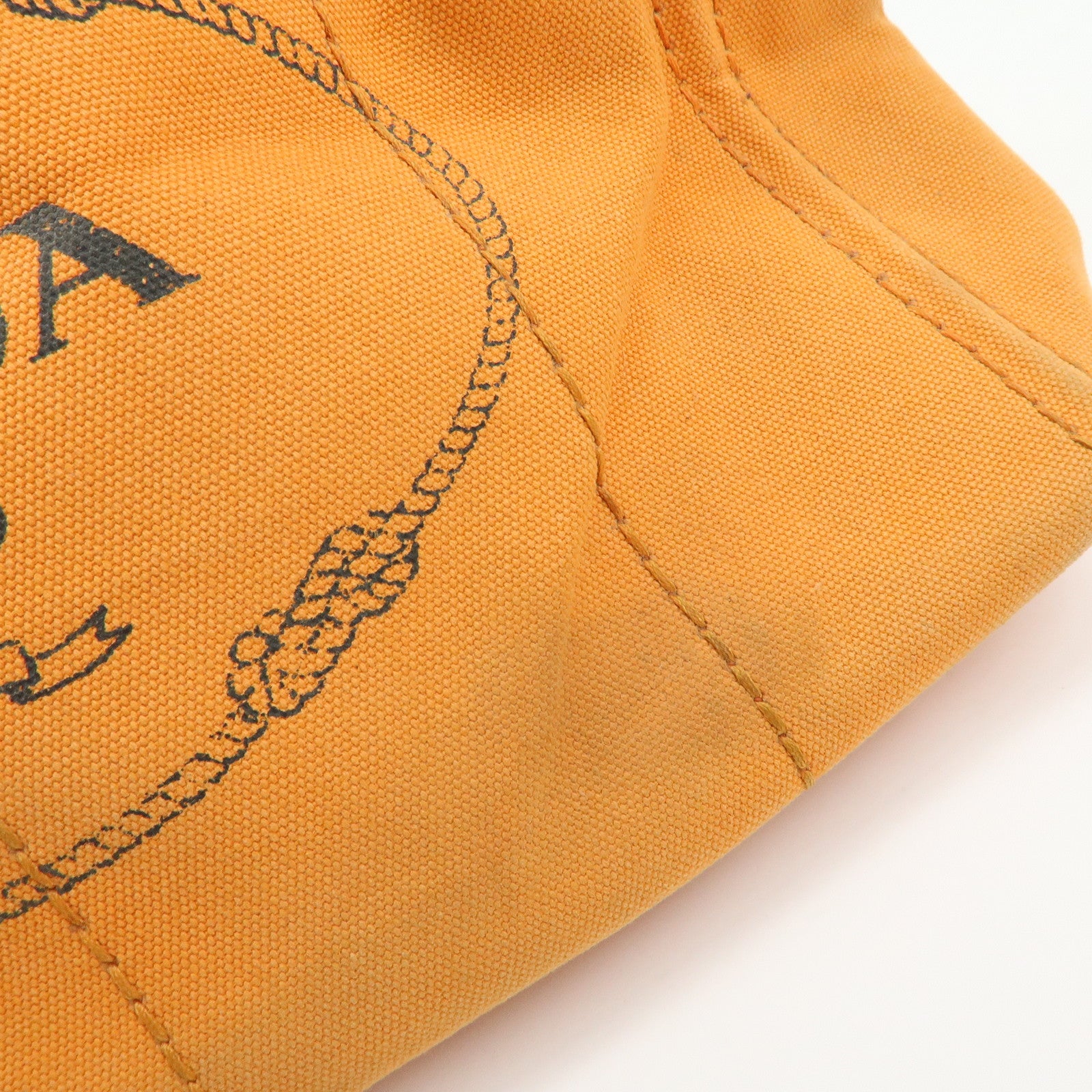 PRADA Canapa Canvas Tote Bag Hand Bag M Size Orange BN1877