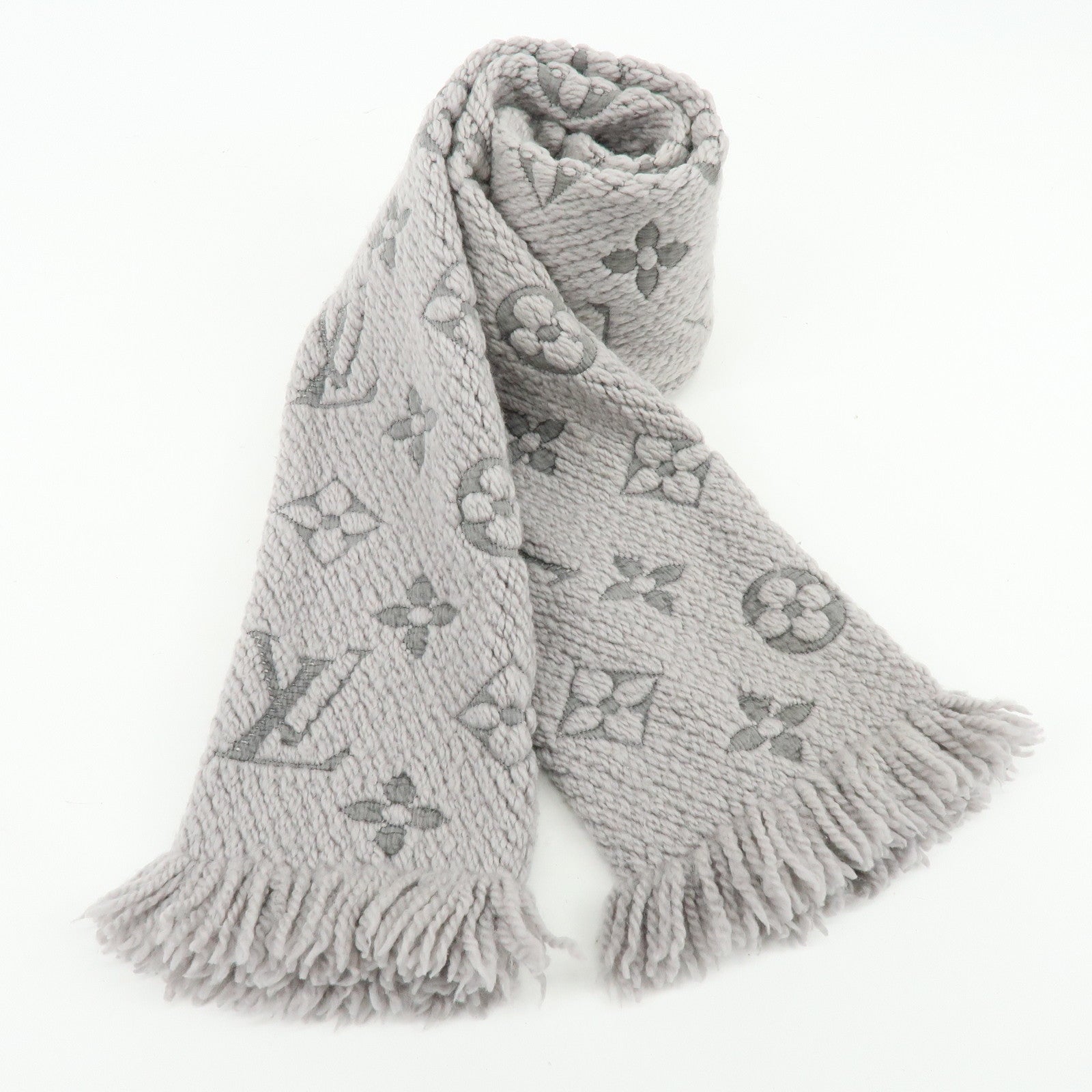 Louis Vuitton Monogram Escharp Logomania Scarf Gris Perle M74742