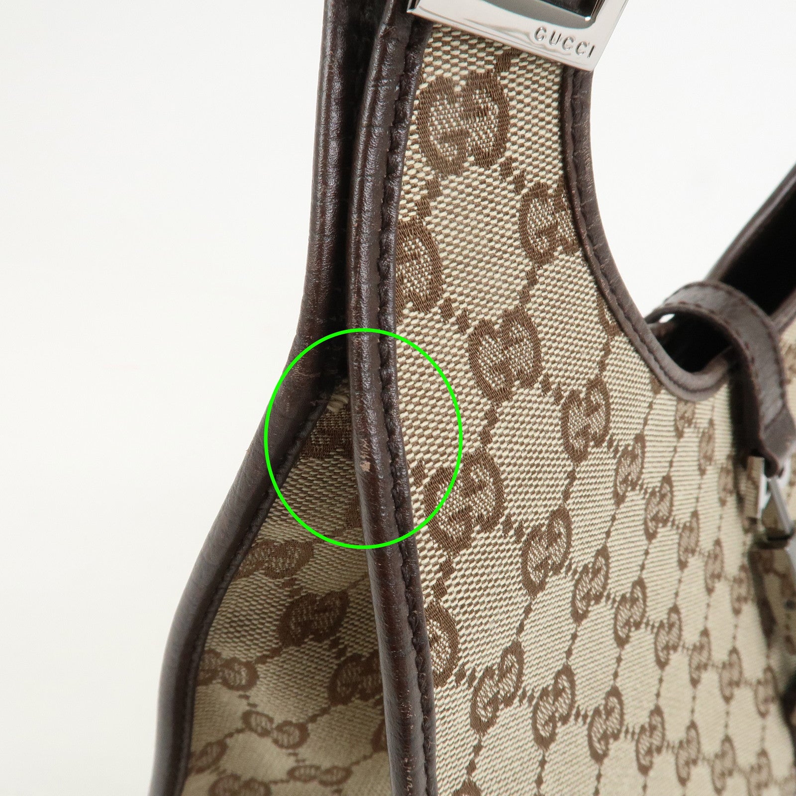 GUCCI Jackie Canvas Leather Shoulder Bag Hand Bag Beige Brown 01719