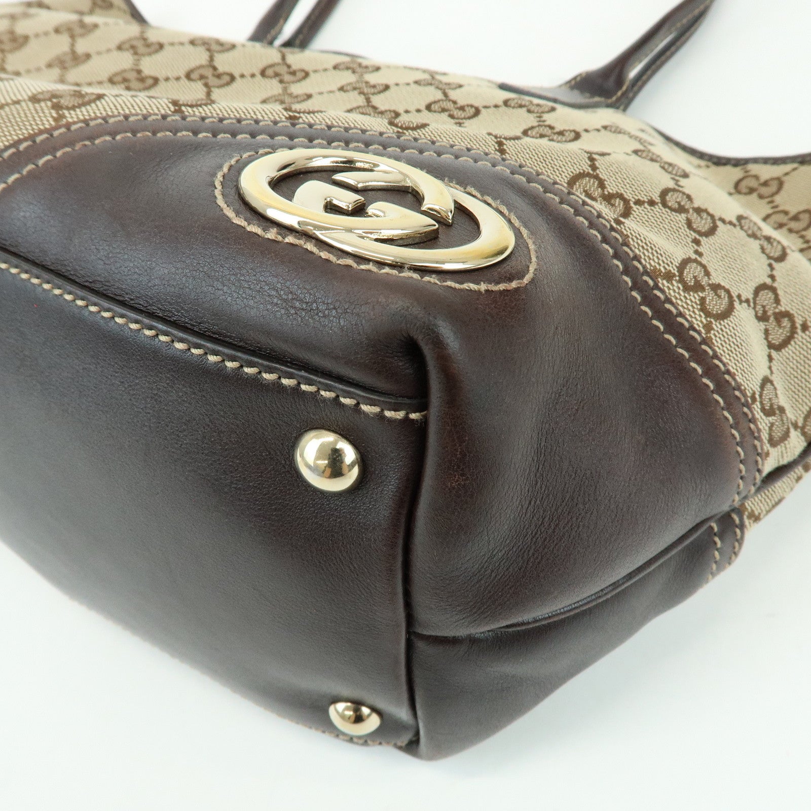 GUCCI New Britt Interlocking G Tote Bag Shoulder Bag Brown 169946