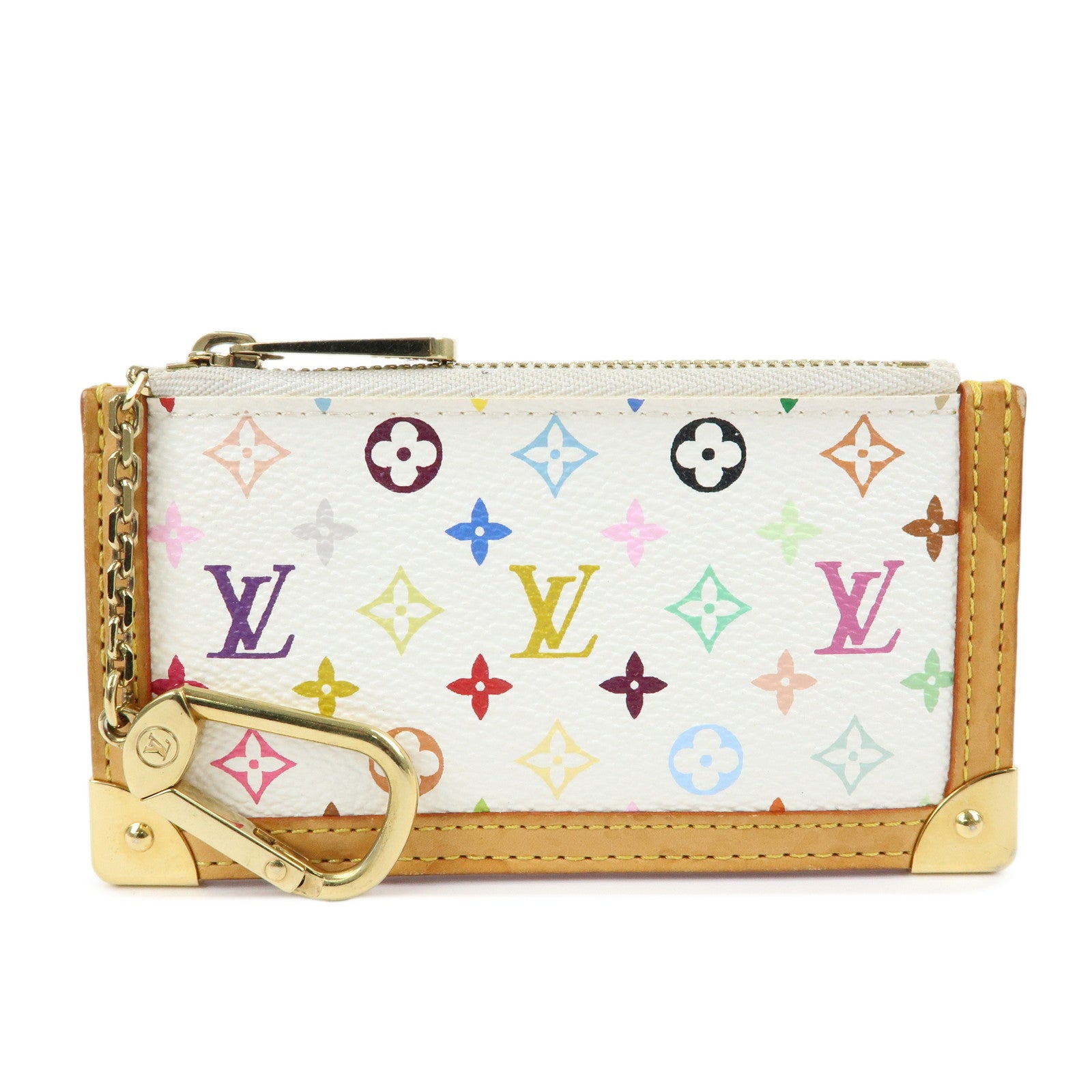 Louis Vuitton Monogram Multicolor Pochette Cles Blanc M92655