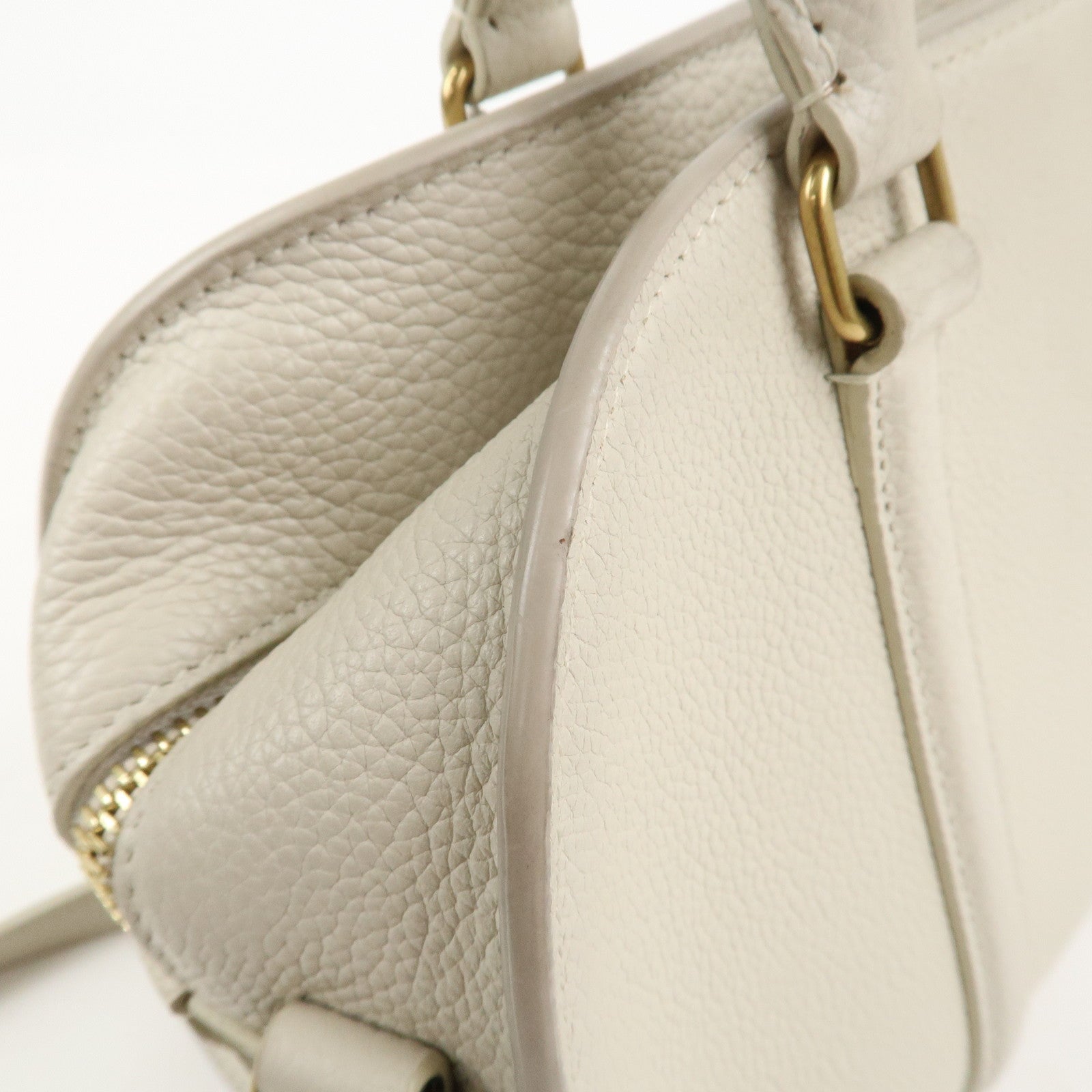 SAINT LAURENT Duffle Lock Leather 2Way Bag Hand Beige
