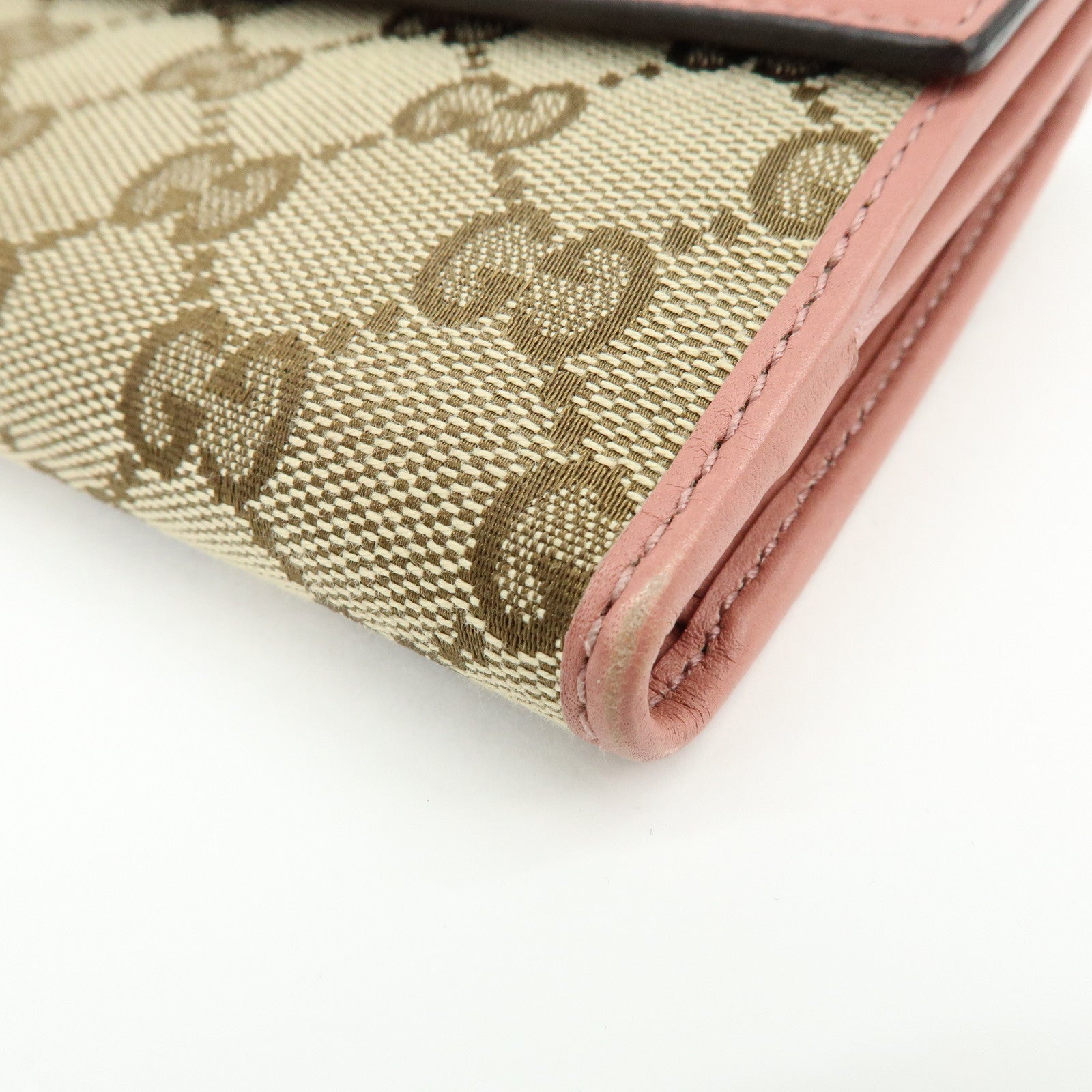 GUCCI Lovely Heart GG Canvas Leather Bi-fold Long Wallet 203550