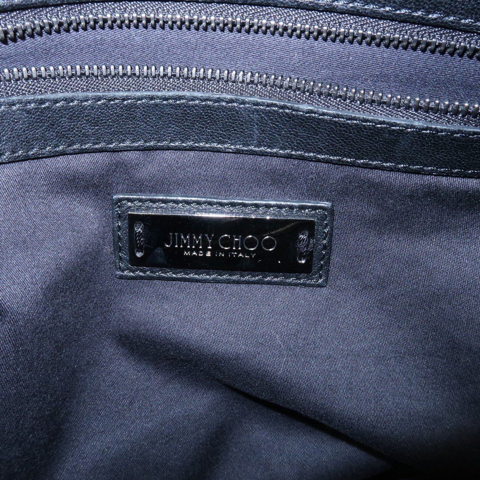 JIMMY CHOO Leather Studs Clutch Bag Black Silver HDW Used