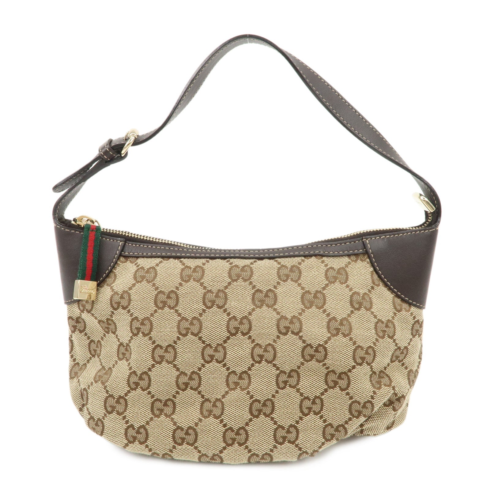 GUCCI Sherry GG Canvas Leather Shoulder Bag Beige Brown 224093 Used