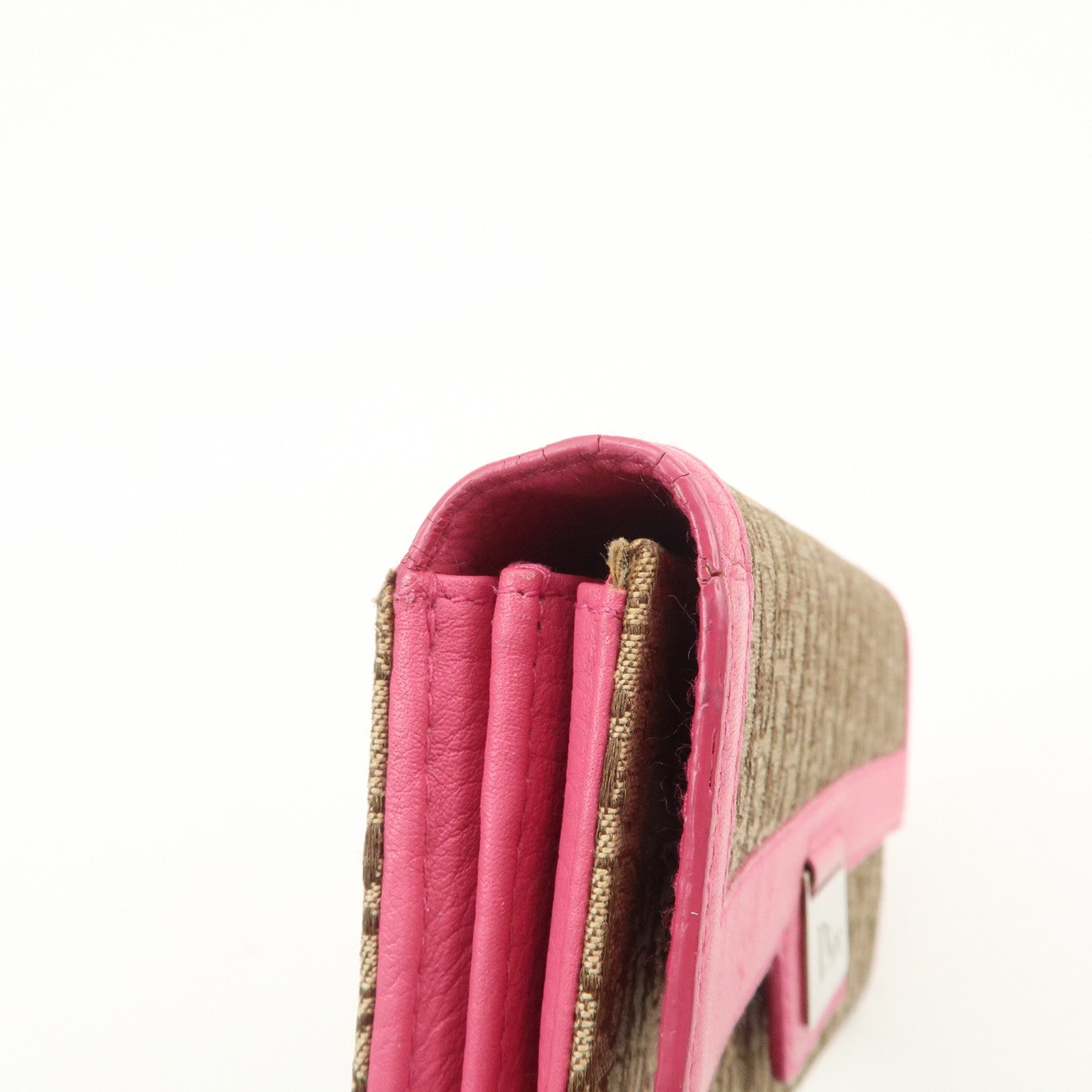 Christian Dior Trotter Street Chic Canvas Leather Long Wallet Pink