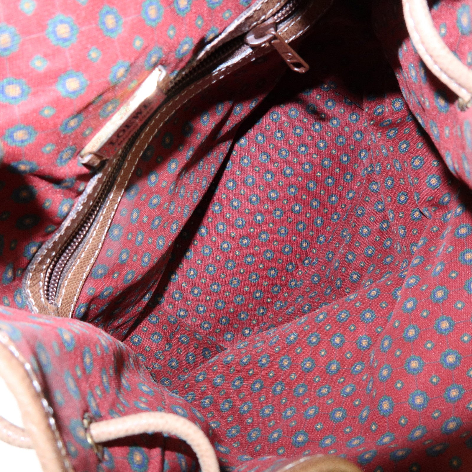 LOEWE Anagarm Leather Drawstring Shoulder Bag Brown