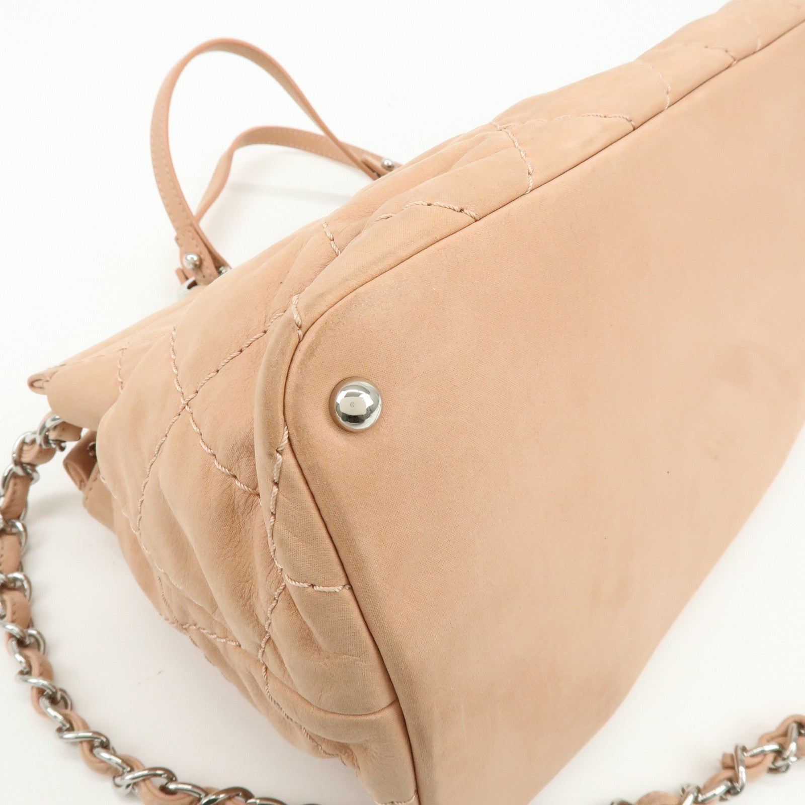 CHANEL Matelasse Sparkle Leather 2Way Shoulder Hand Bag Pink A67045