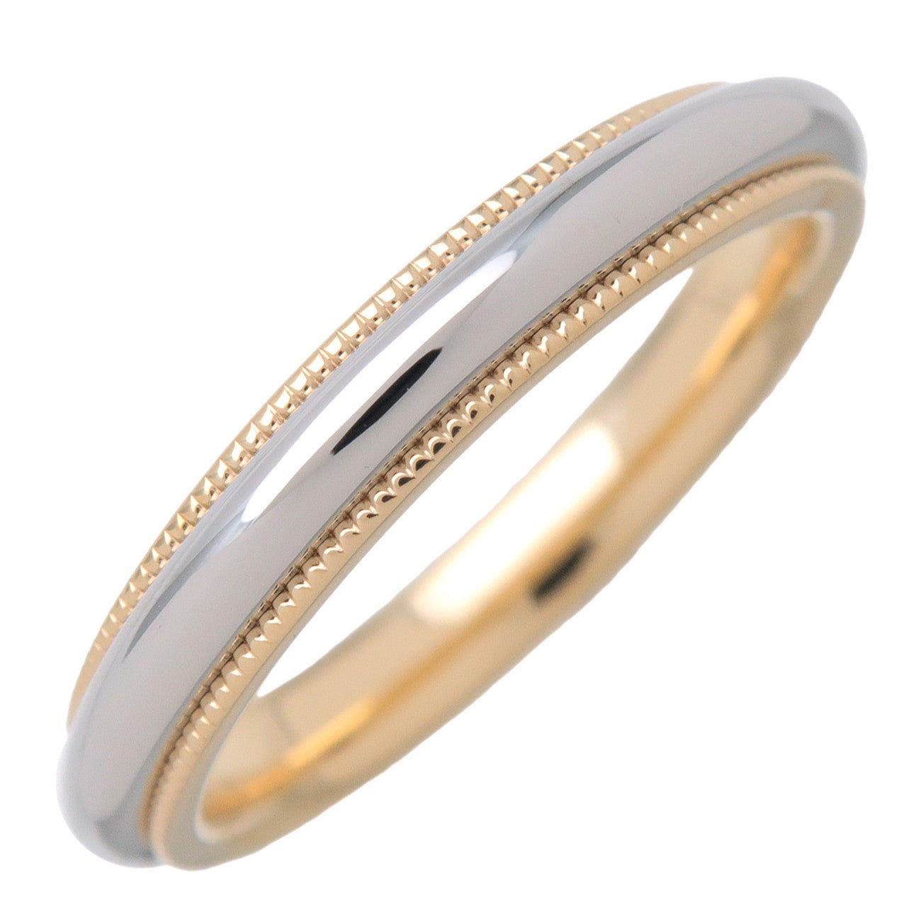 Tiffany & Co Milgrain Band Ring PT950 K18 750YG US4.5 HK9 EU48