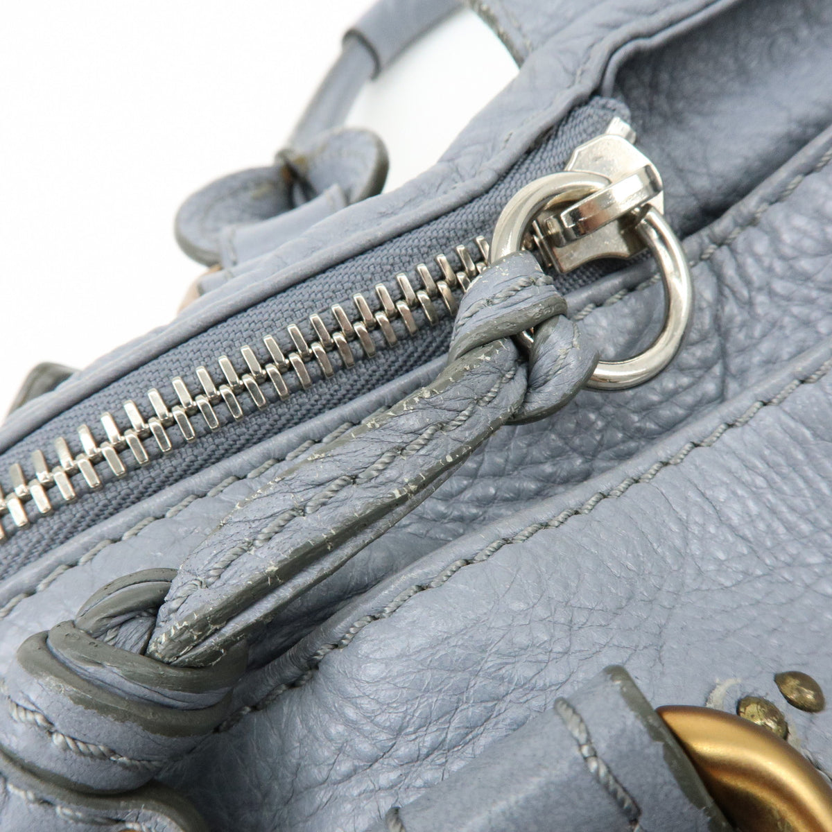 Chloe Paddington Leather Hand Bag Shoulder Bag Boston Bag Gray