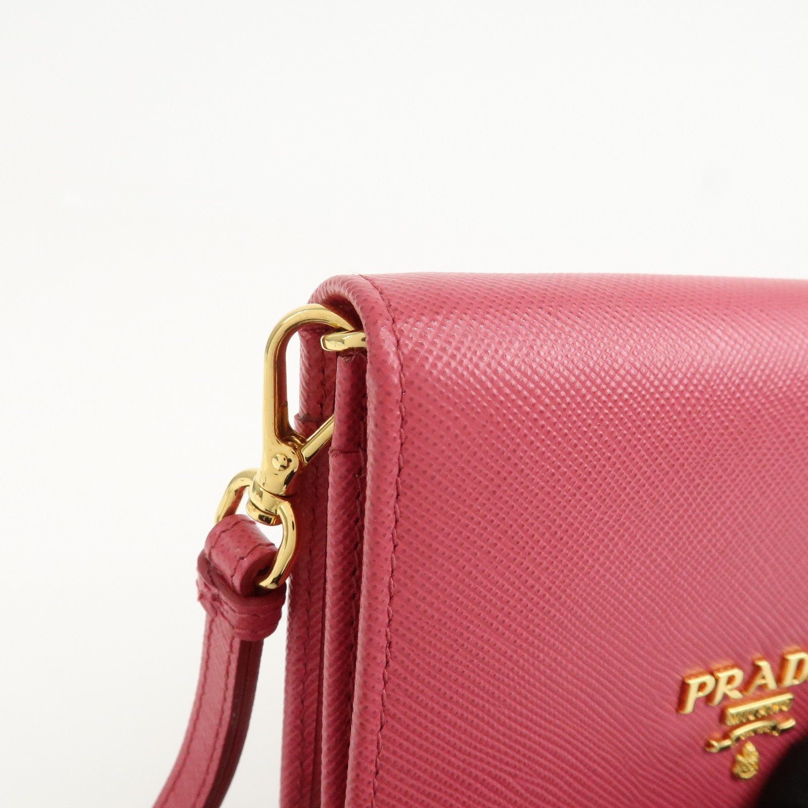 PRADA Saffiano Leather Logo Card Case Card Holder Pink 1M1439