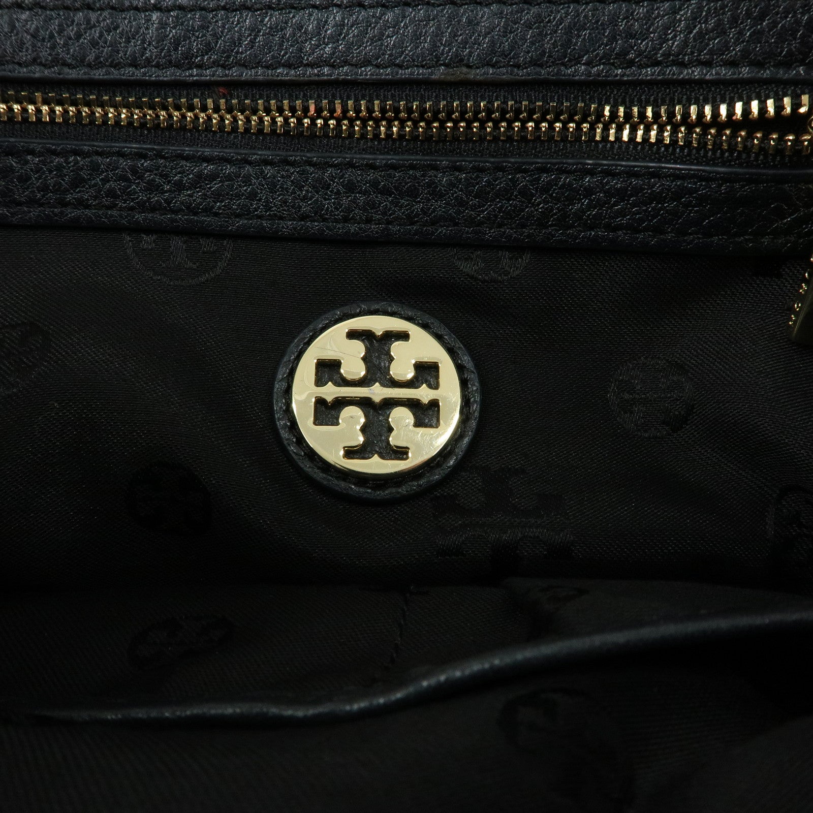 TORY BURCH Double T Leather 2Way Bag Shoulder Hand Bag Black