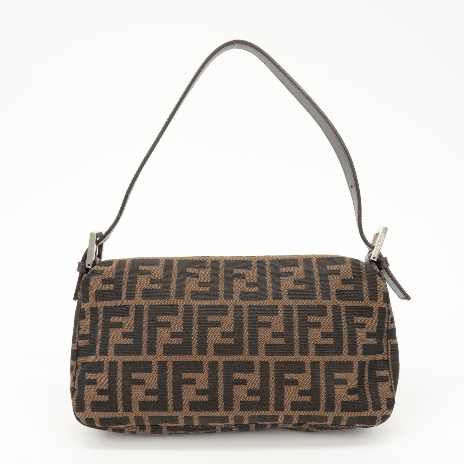 FENDI Mamma Baguette Zucca Canvas Shoulder Bag Brown Black 26424 Used