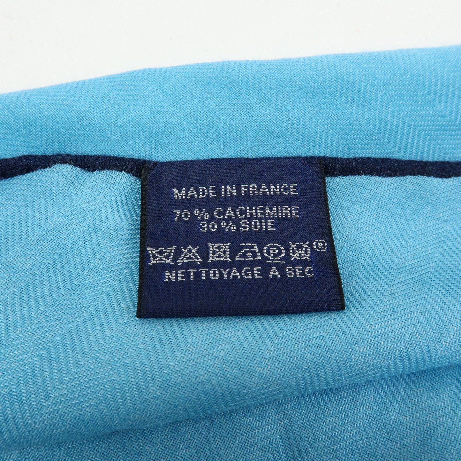 HERMES Cashmere Silk Rosange PM Scarf Blue