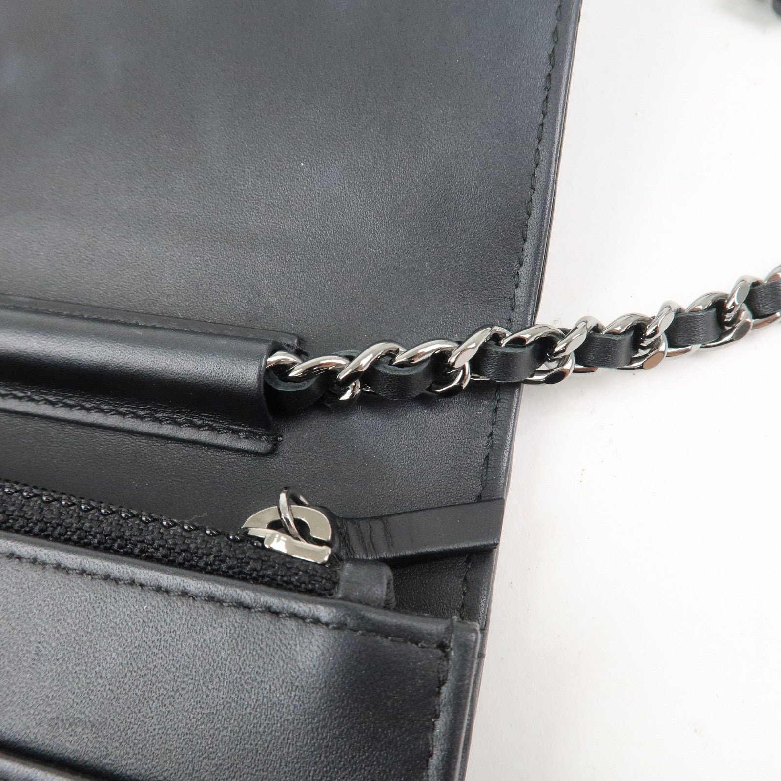 CHANEL COCO Mark Patent Leather Chain Wallet Shoulder Bag Black