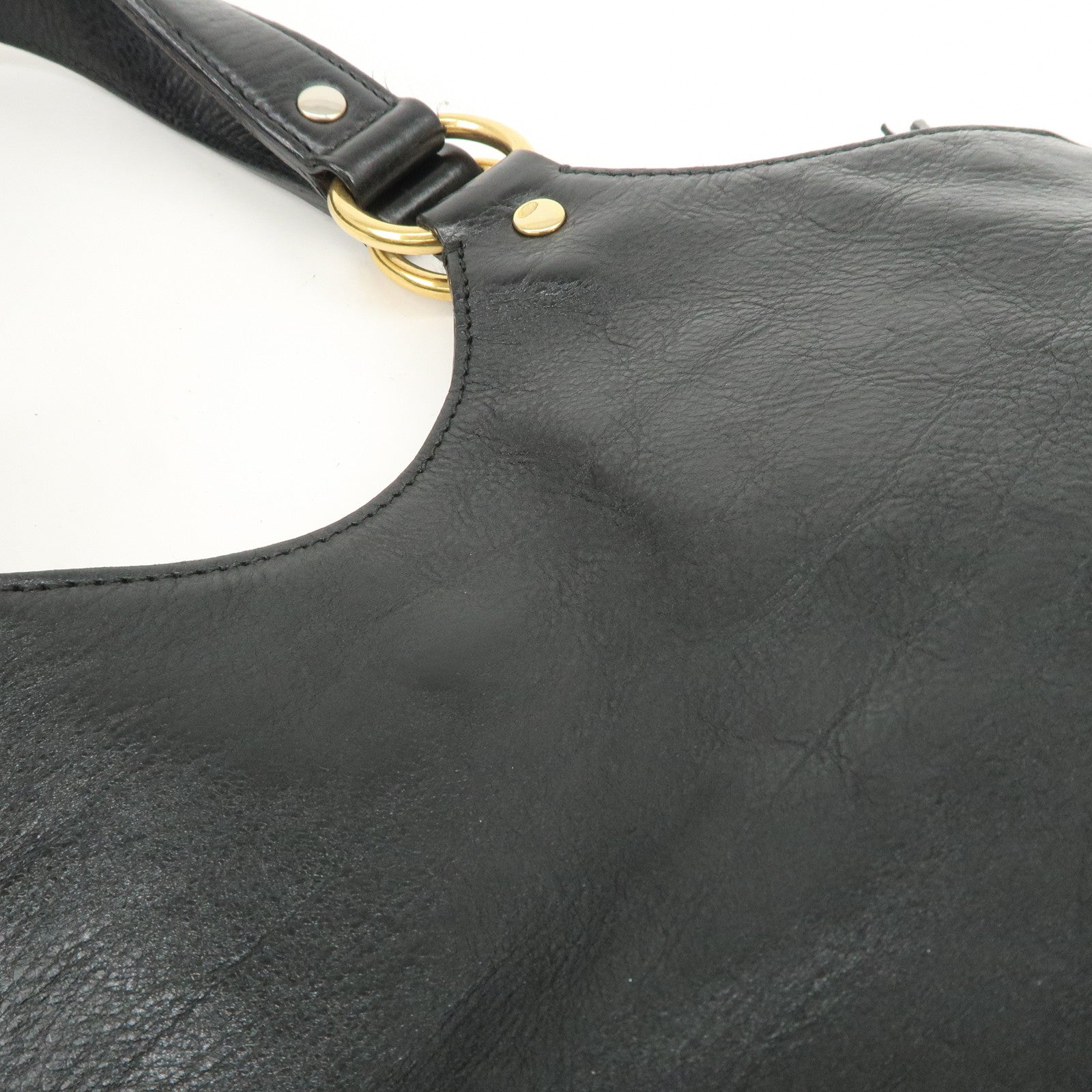 SAINT LAURENT Metropolis Rive Gauche Leather Tote Bag Black 177739
