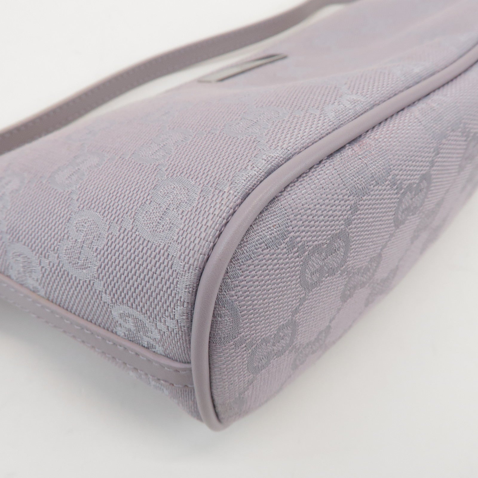 GUCCI Boat Bag GG Canvas Leather Hand Bag Pouch Light Purple 07198
