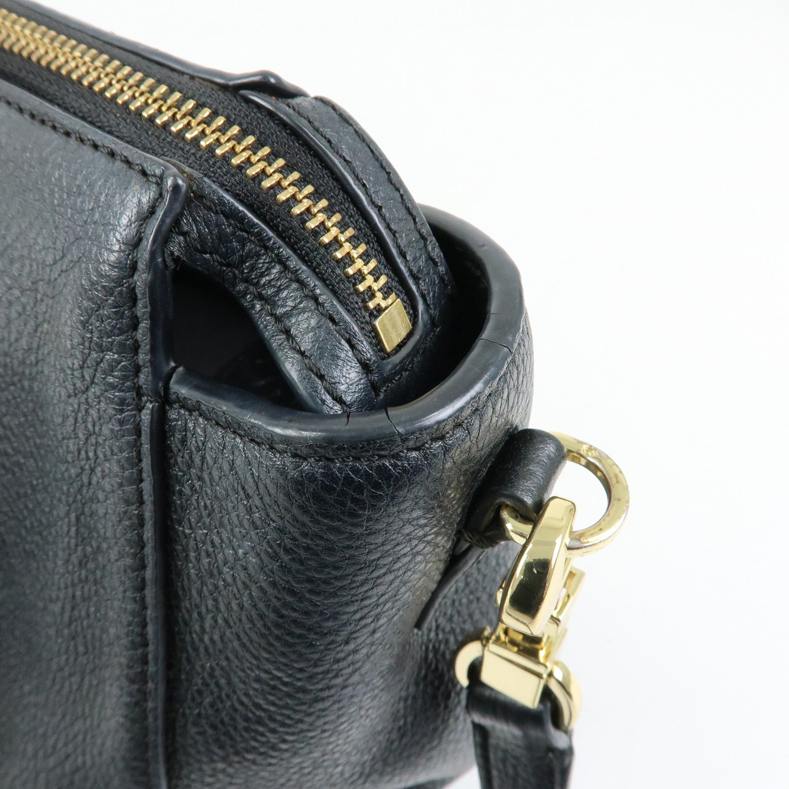 TORY BURCH Double T Leather 2Way Bag Shoulder Hand Bag Black