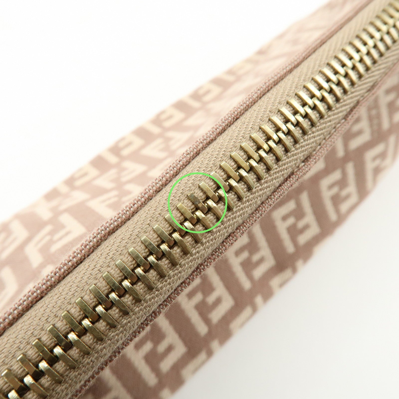 FENDI Zucchino Canvas Leather Hand Bag Pink Beige 8BR443