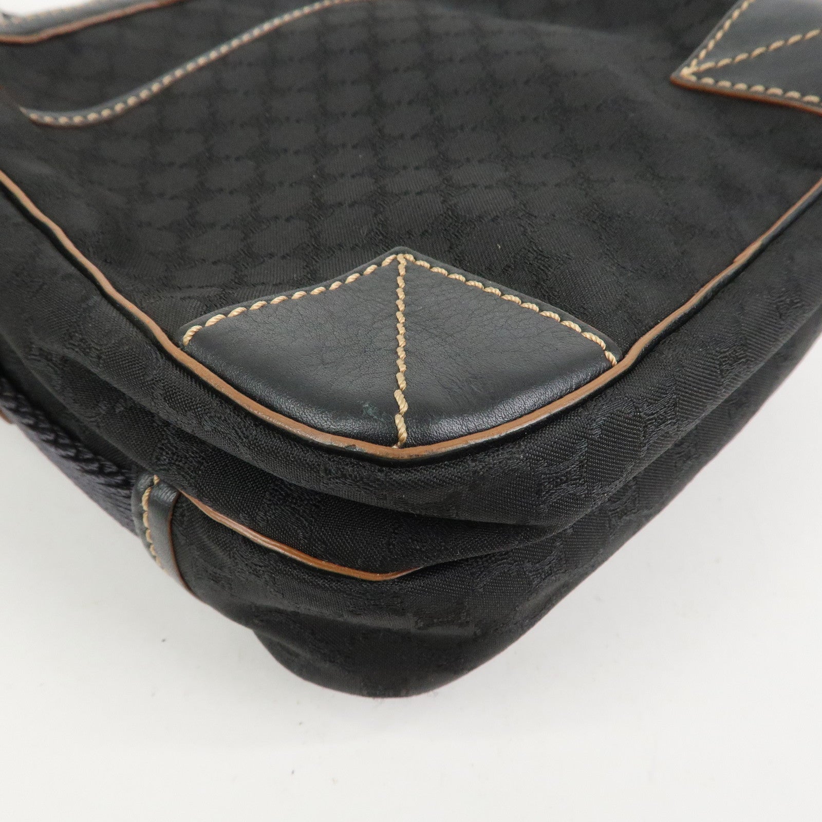 CELINE Macadam Canvas Leather Shoulder Bag Crossbody Bag Black