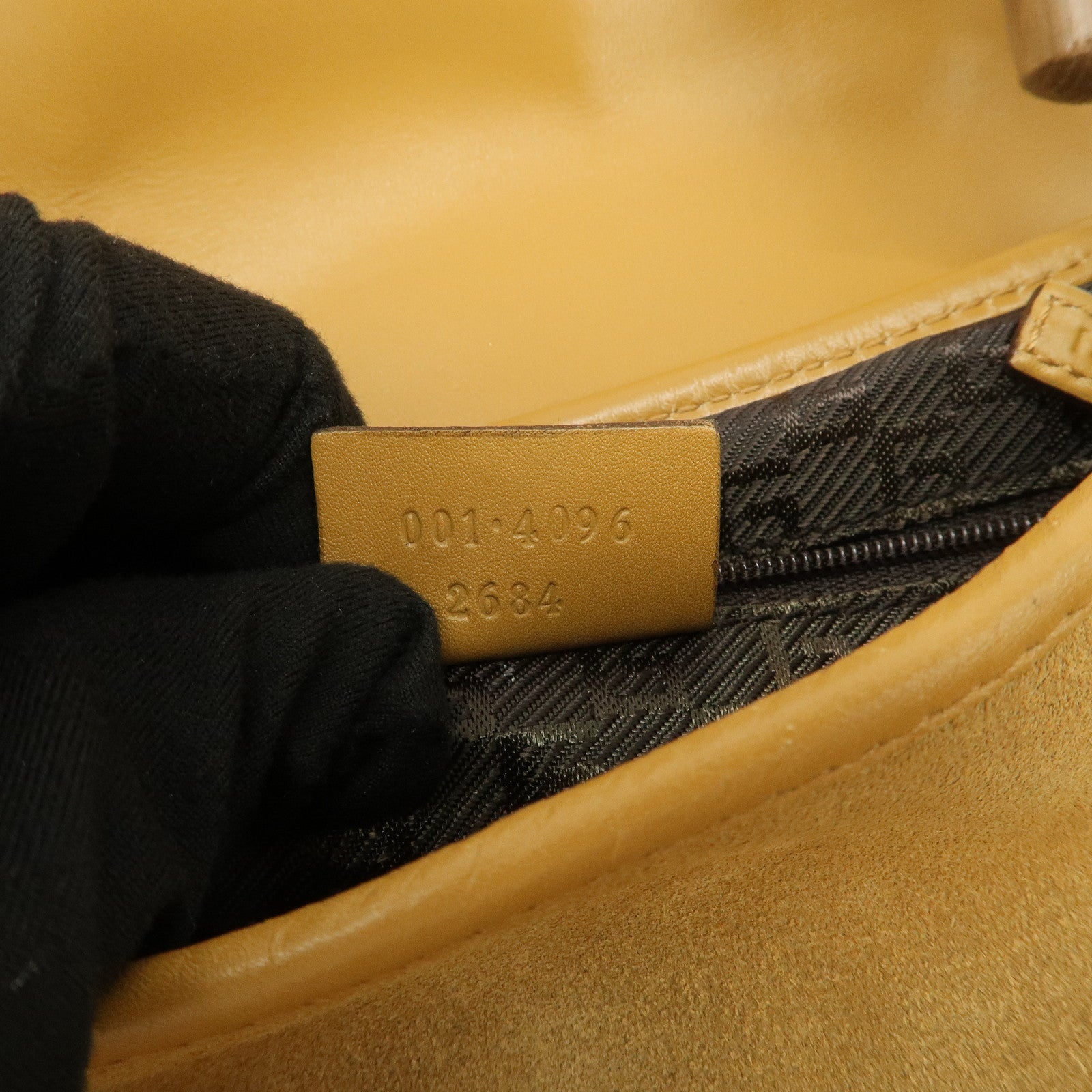 GUCCI Bamboo Suede Leather Kandinsky Shoulder Bag Yellow 001・4096