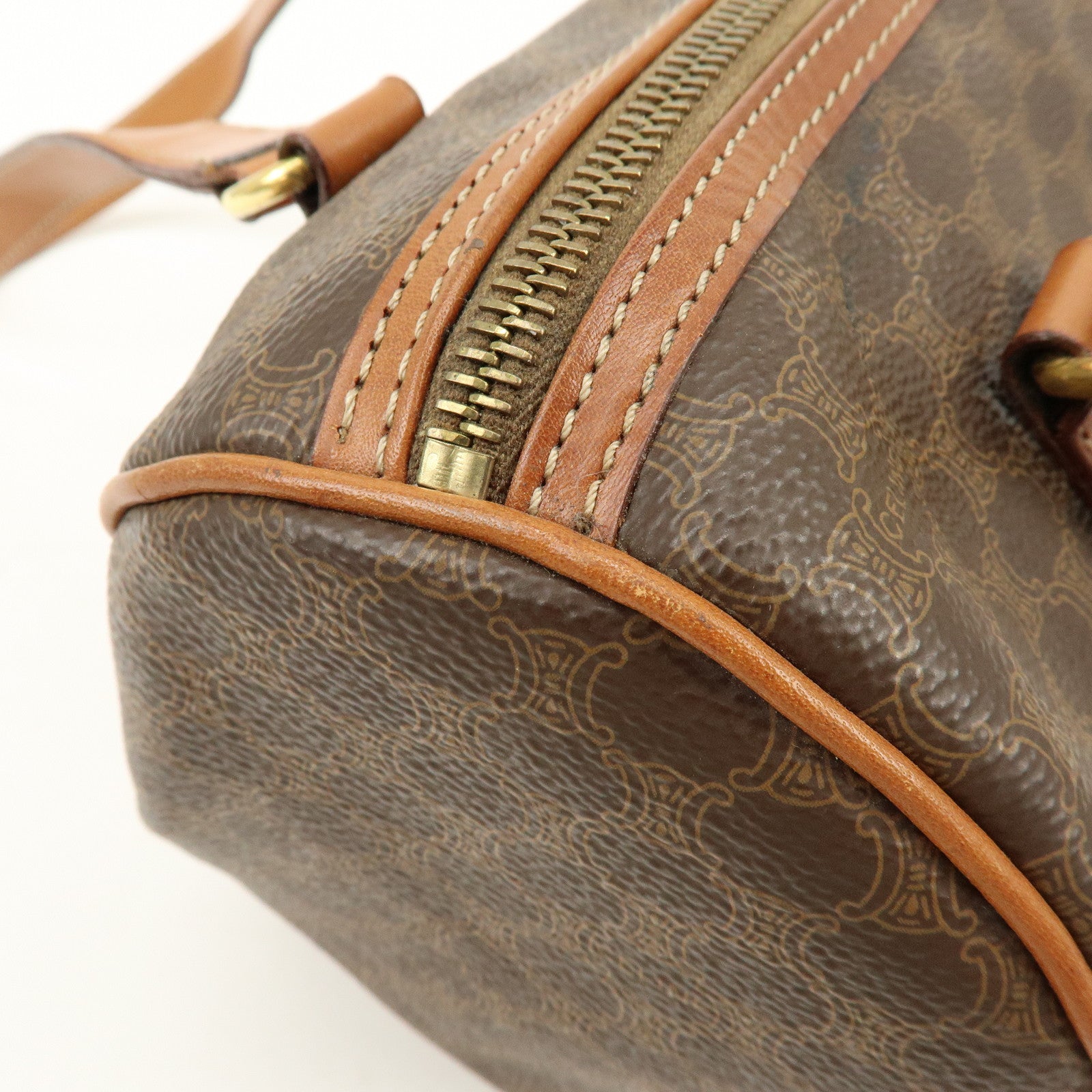 CELINE Macadam PVC Leather Shoulder Bag Hand Bag Brown