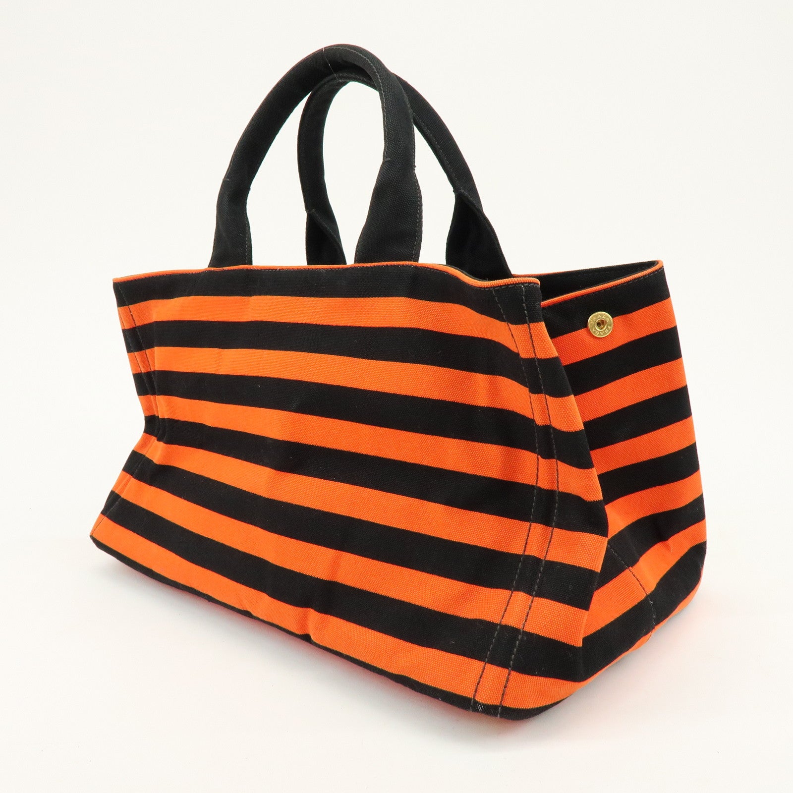 PRADA Triangle Logo Canapa Large Canvas Tote Bag Orange B1872B