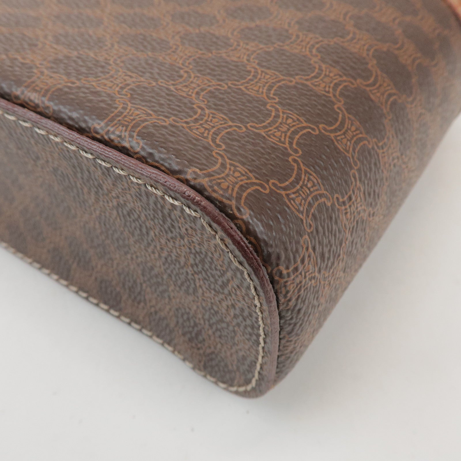CELINE Macadam PVC Leather Hand Bag Vanity Bag Brown