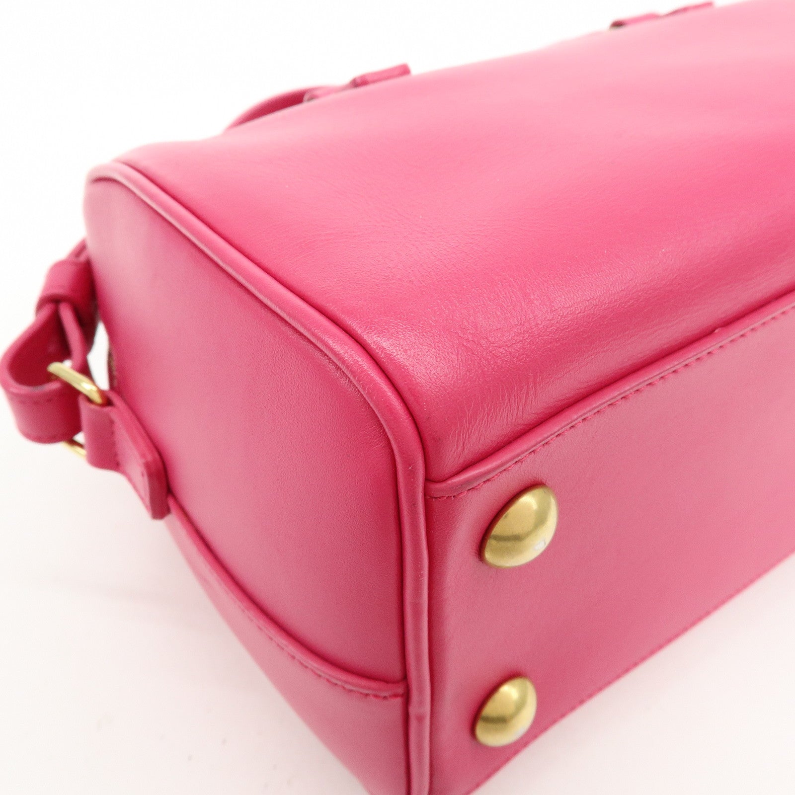 SAINT LAURENT PARIS BABY DUFFLE Leather 2WAY Bag Pink 330958