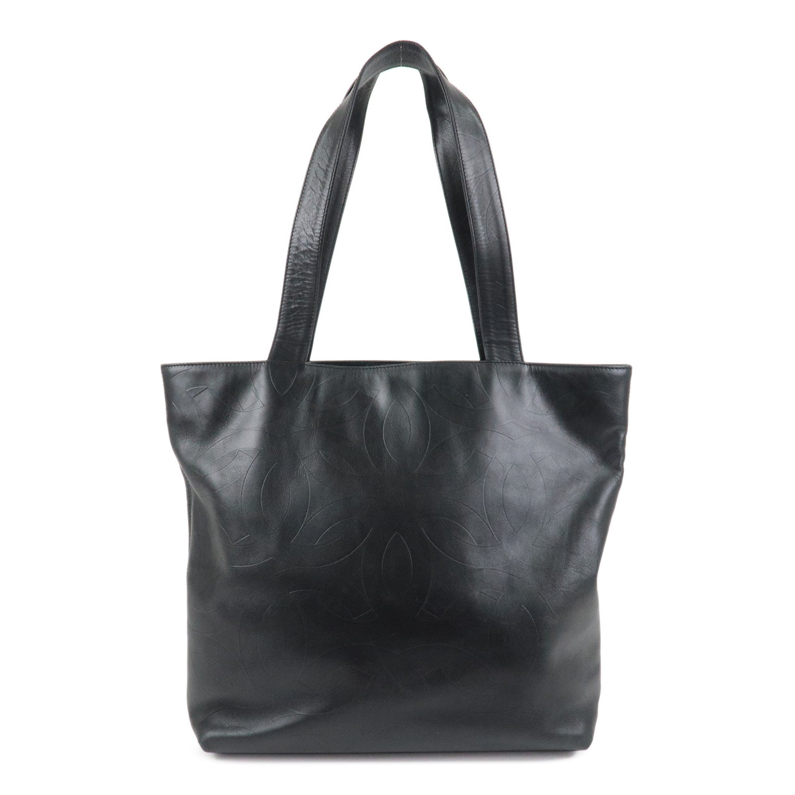 CHANEL COCO Mark Leather Bag Tote Bag Black Used