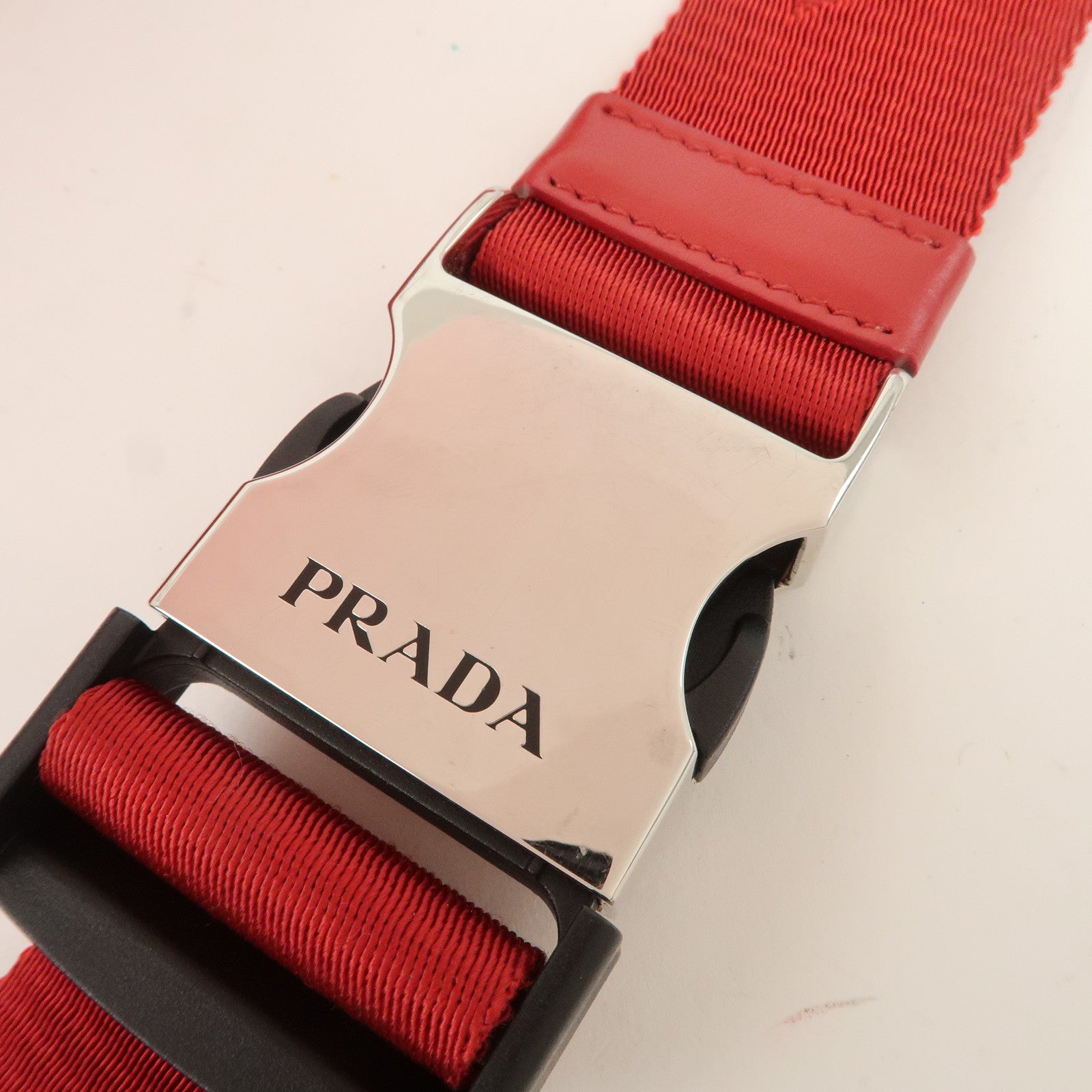 PRADA Triangle Logo Re-Nylon Leather Body Bag Red 2VZ092