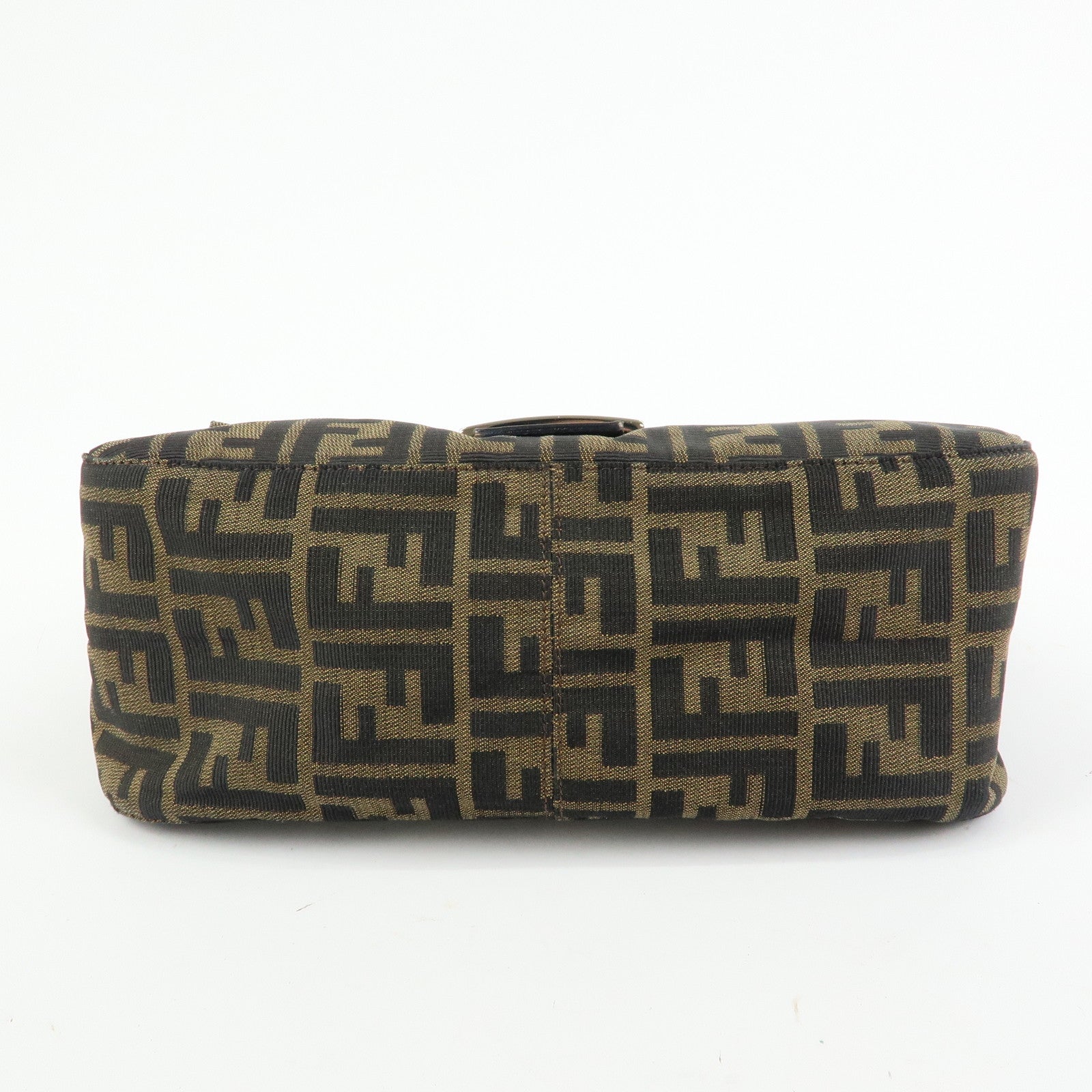 FENDI Mamma Baguette Zucca Canvas Leather Shoulder Bag Brown 26325