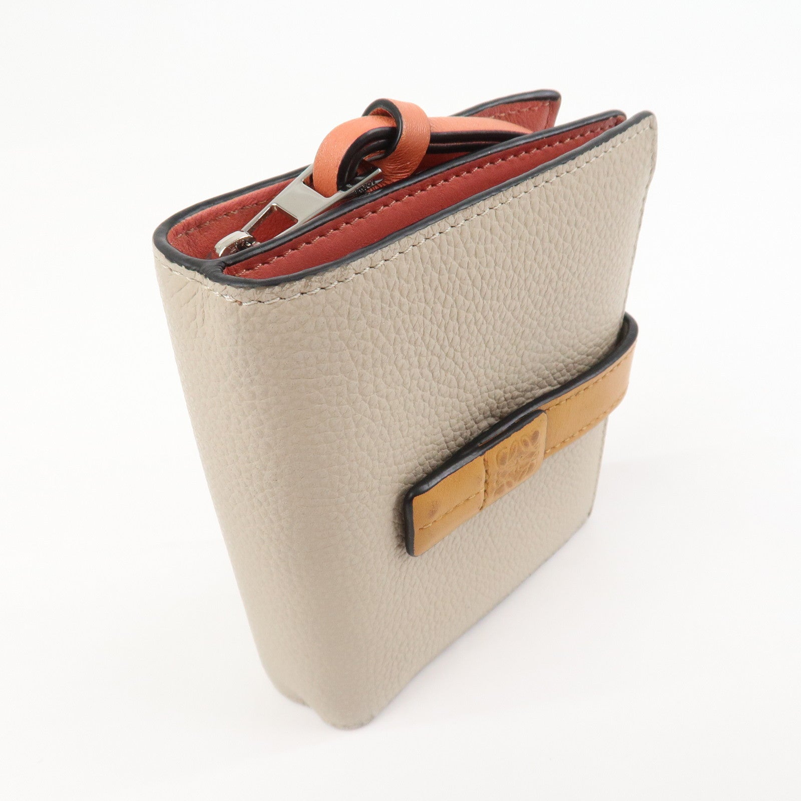 LOEWE Anagram Soft Grain Calf Compact Wallet Light Oats Honey
