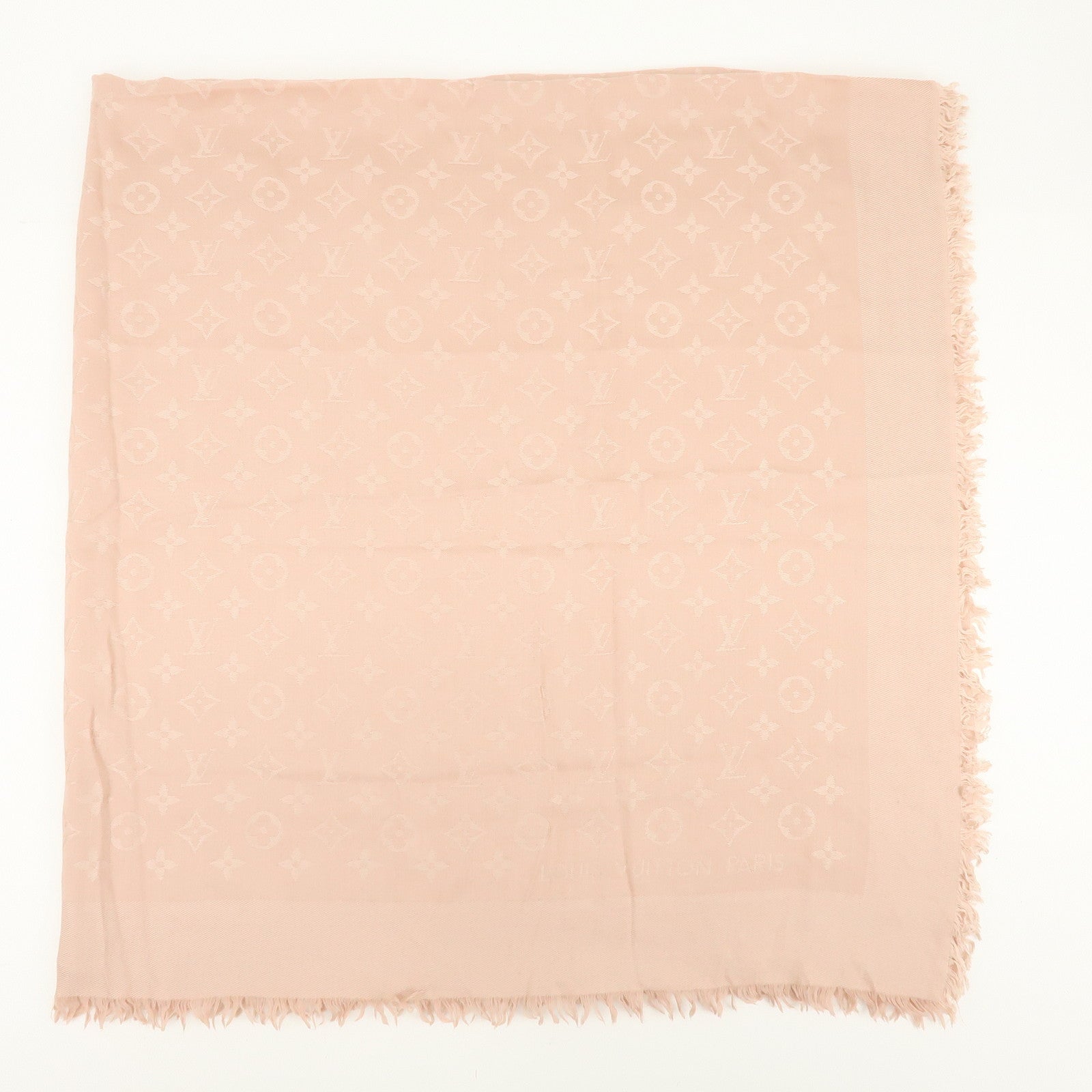 Louis Vuitton Monogram Silk Wook Scarf Shawl Pink 402336