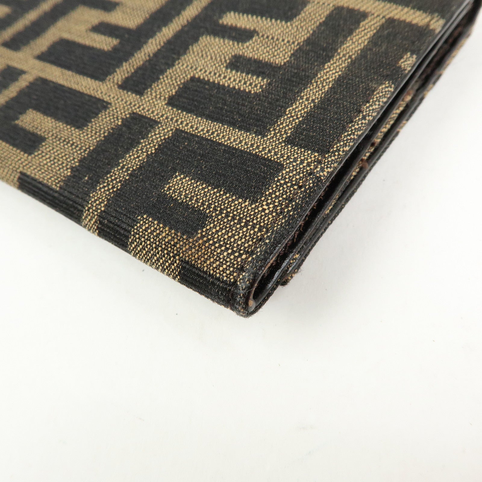 FENDI Zucca Canvas Bi-fold Long Wallet Black Brown 8M0009
