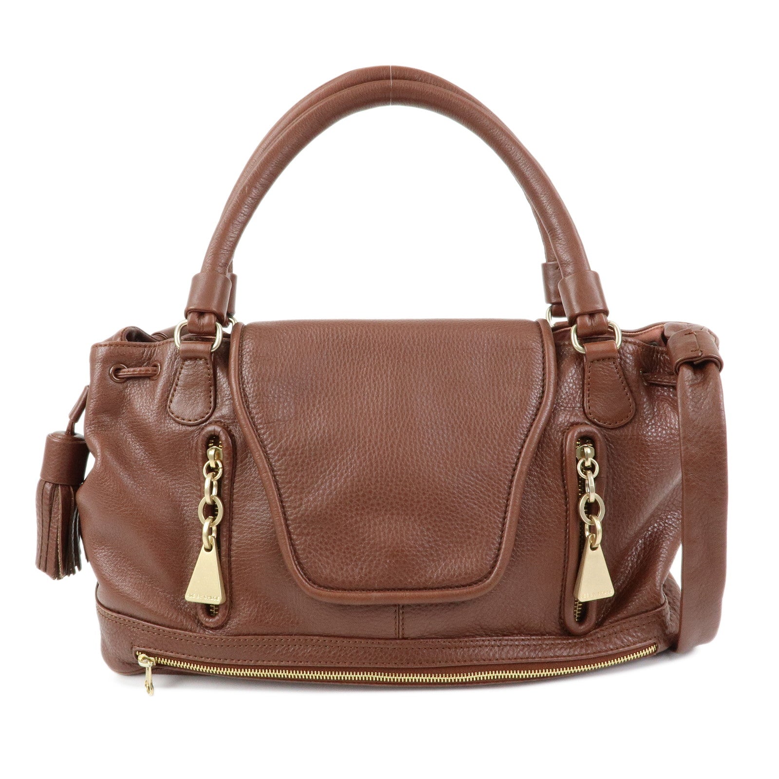 Chloe Cherry Leather 2Way Bag Hand Bag Shoulder Bag Brown