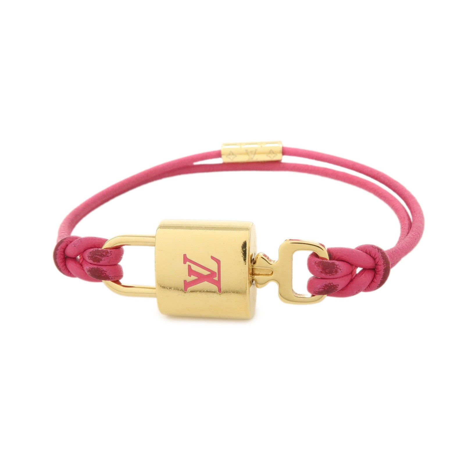 Louis Vuitton Monogram Padlock Bracelet Viole Fuchsia Gold HDW M8521F Used