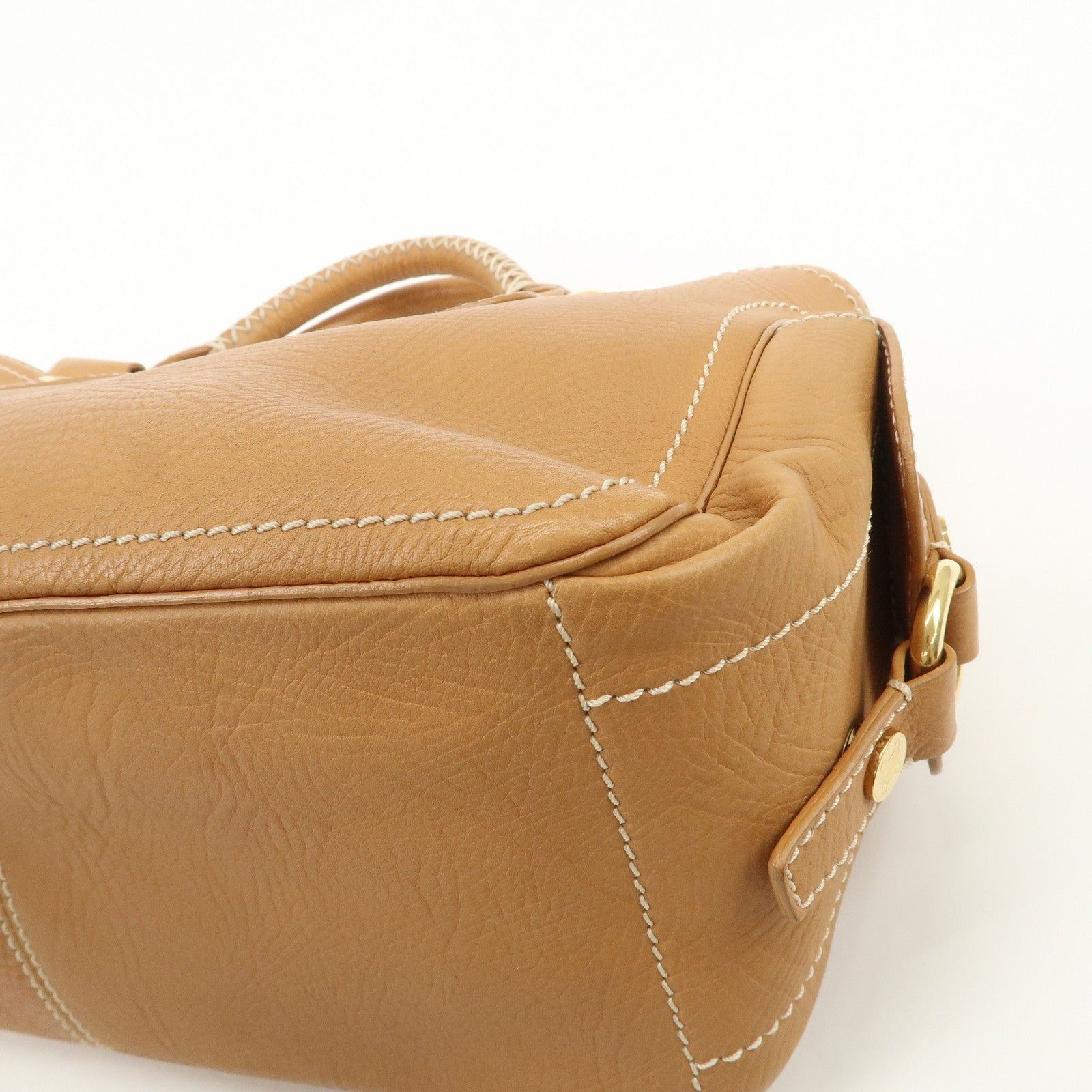 CELINE Leather Boogie Bag Hand Bag Tote Bag Camel