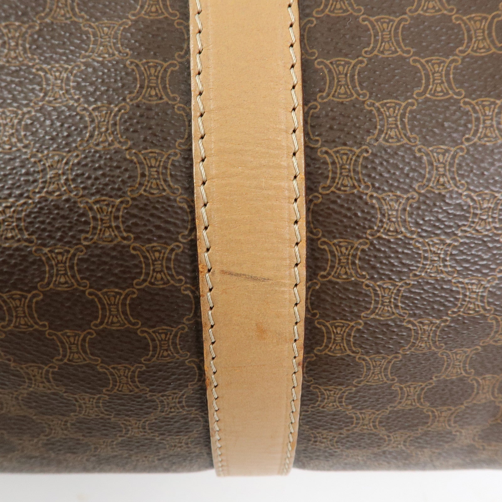 CELINE Macadam PVC Leather Boston Bag Hand Bag Brown