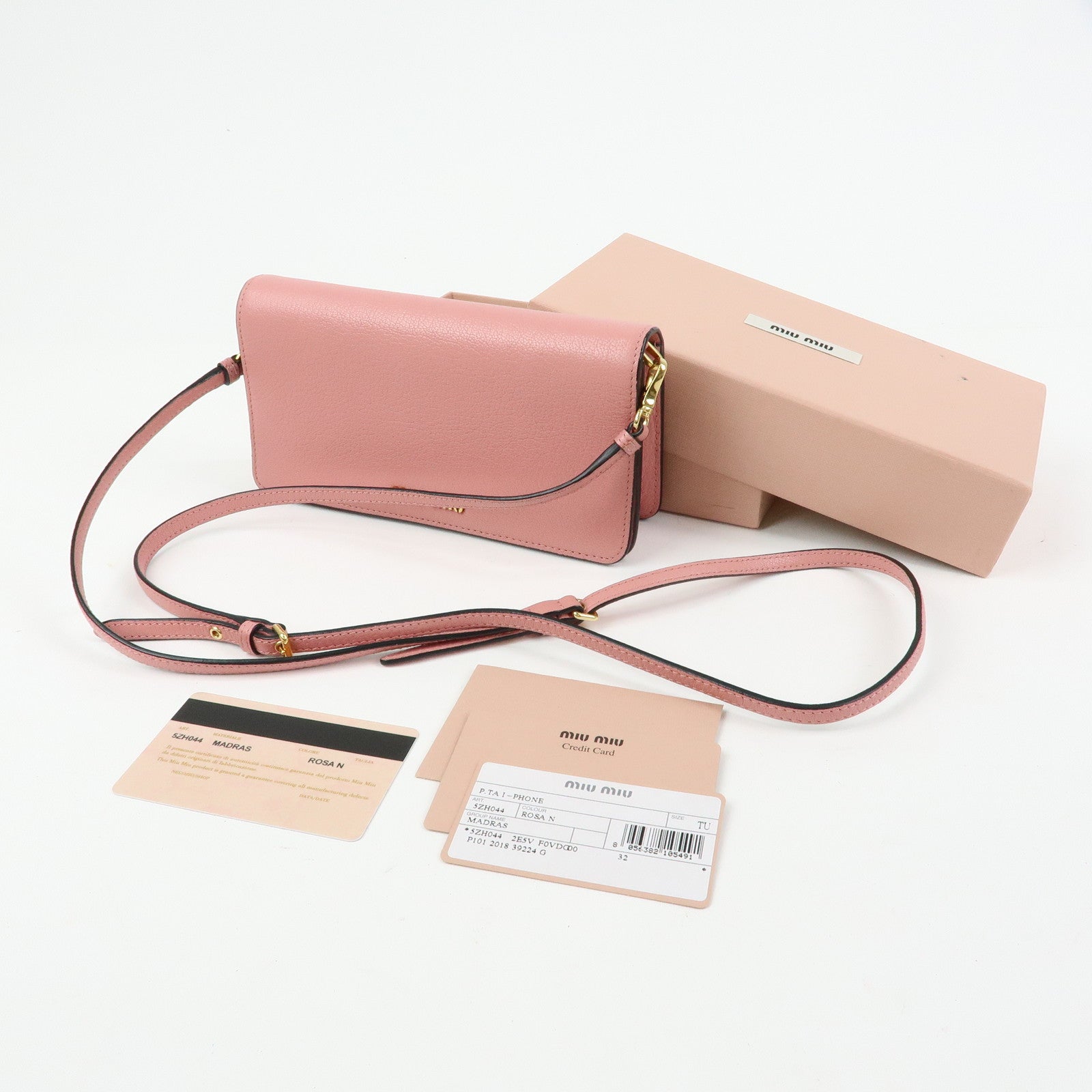 MIU MIU Madras Leather 2Way Clutch Bag Shoulder Bag Pink 5ZH044