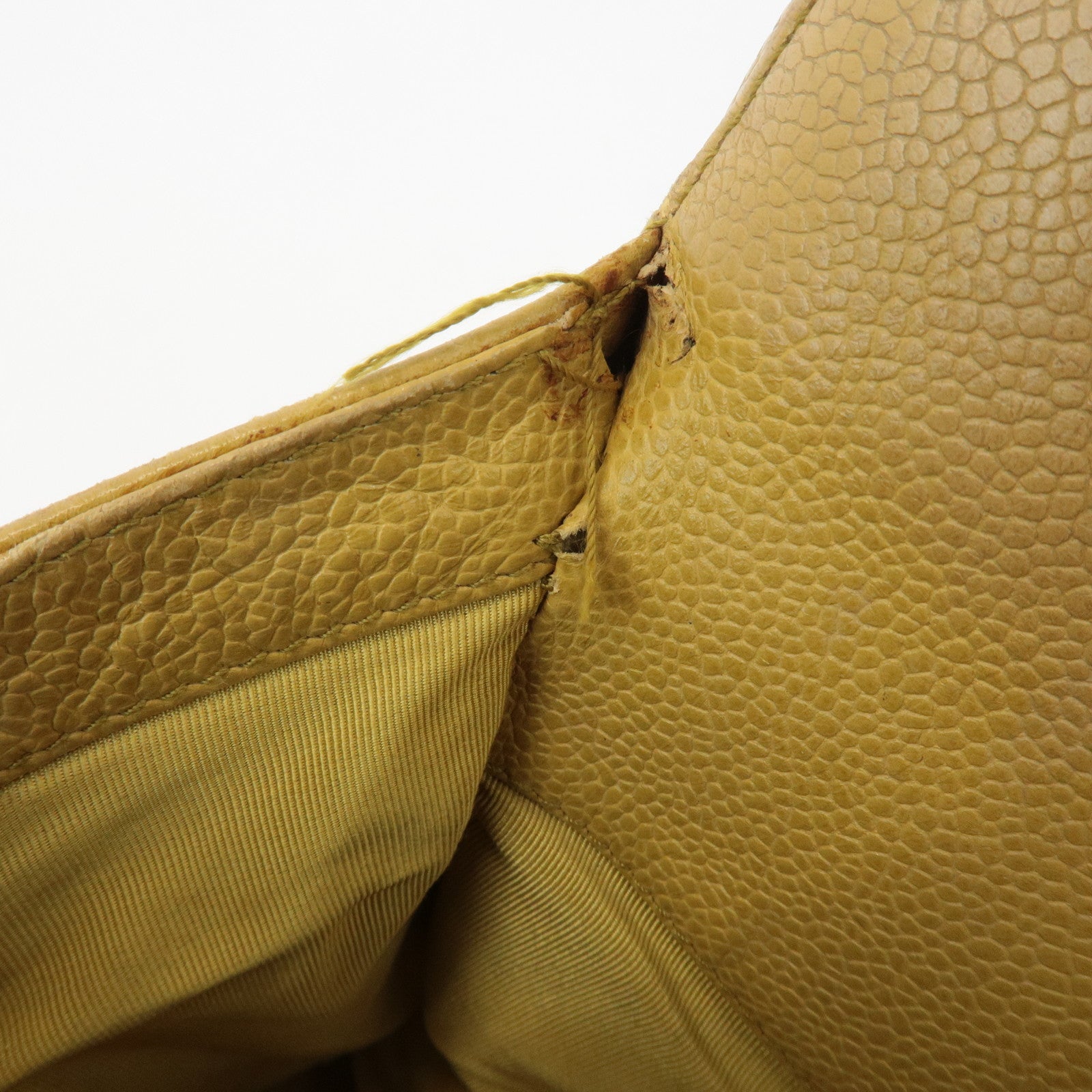 CHANEL COCO Mark Caviarskin Chain Shoulder Bag Yellow